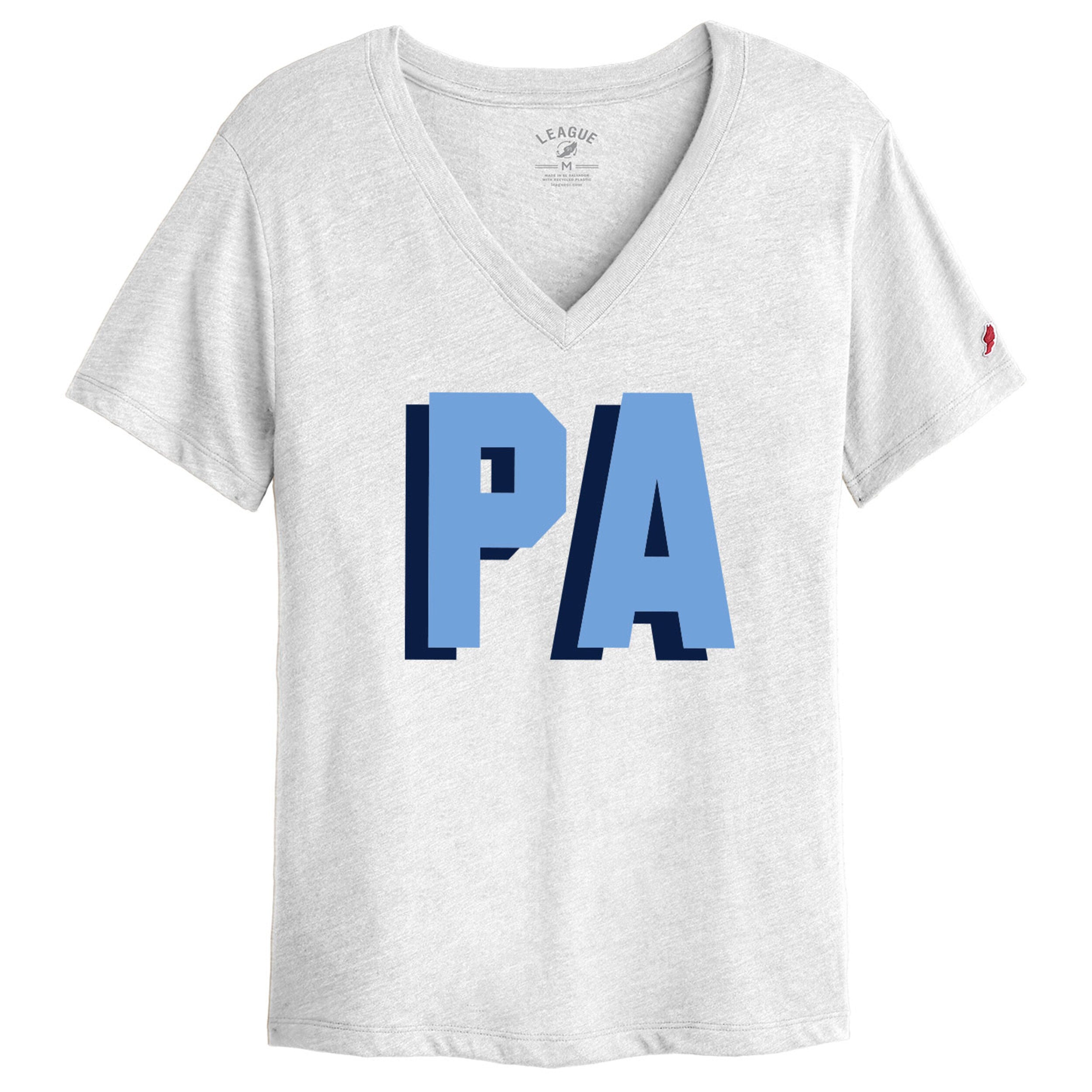 Women's League White V-Neck Tee - PA Shadowed