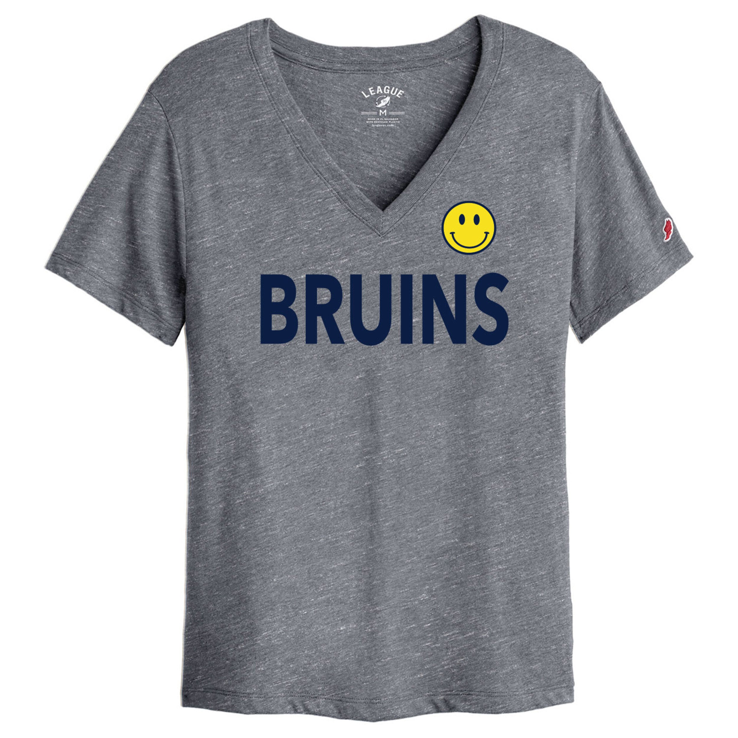 Women's League Grey V-Neck Tee - BRUINS (Smiley)