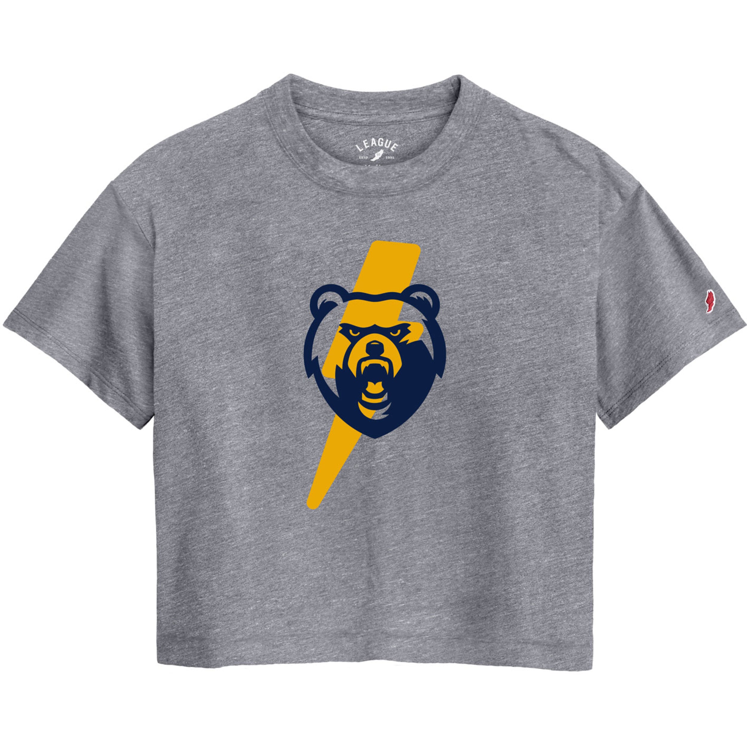 Women's League Grey Midi Tee - Bear Head/Bolt