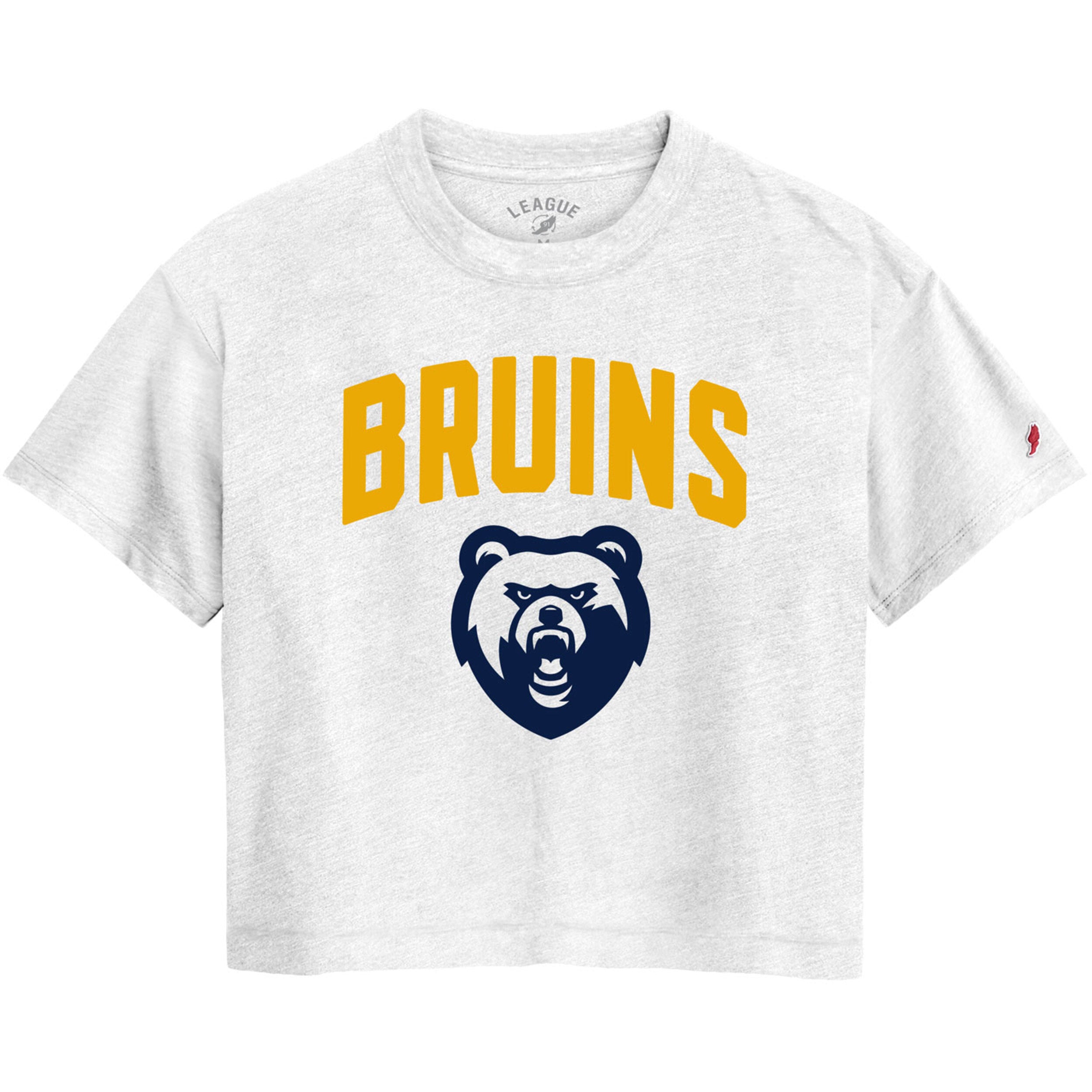 Women's League White Midi Tee - BRUINS/Bear Head