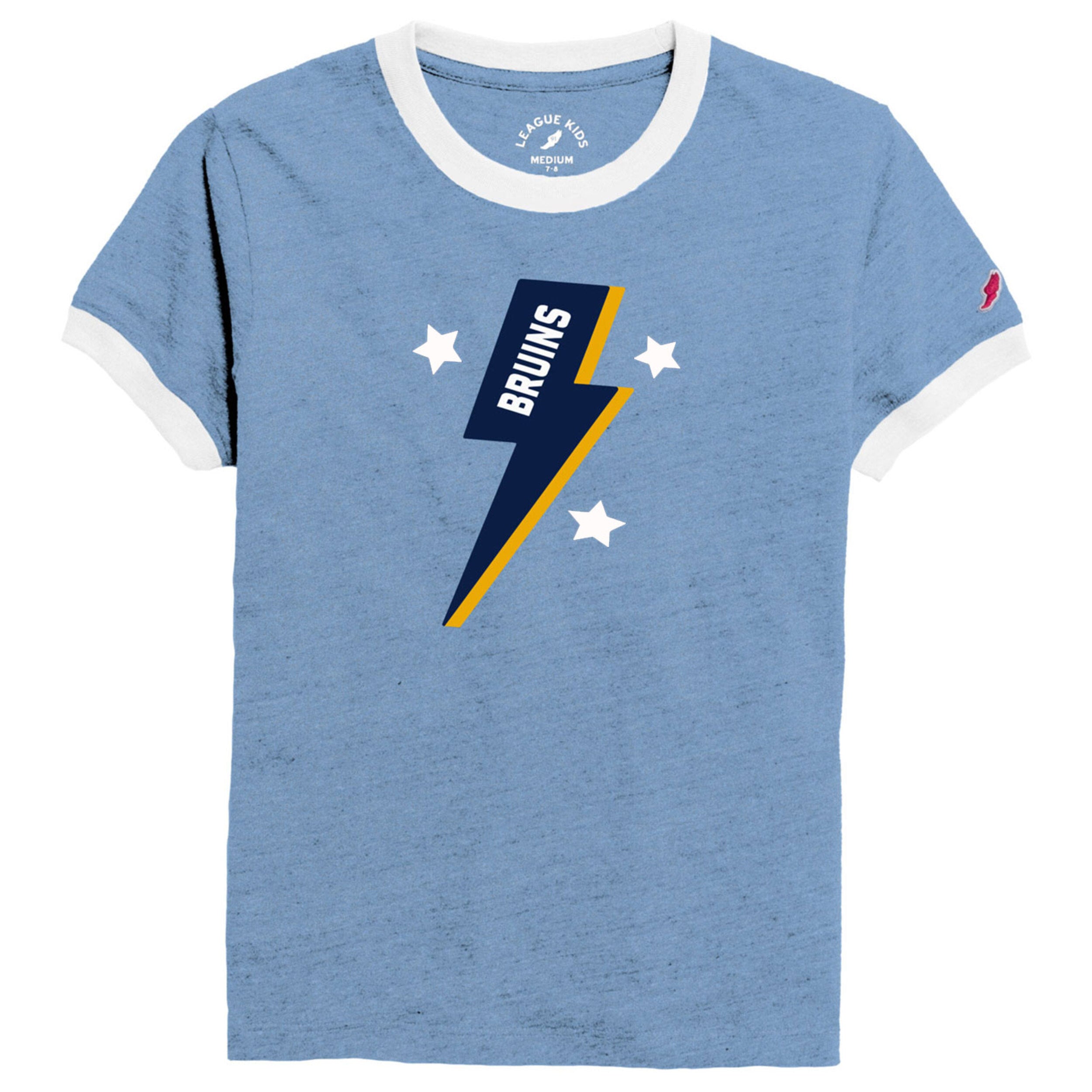 Girls' League Light Blue Ringer Tee - BRUINS/Bolt/Stars