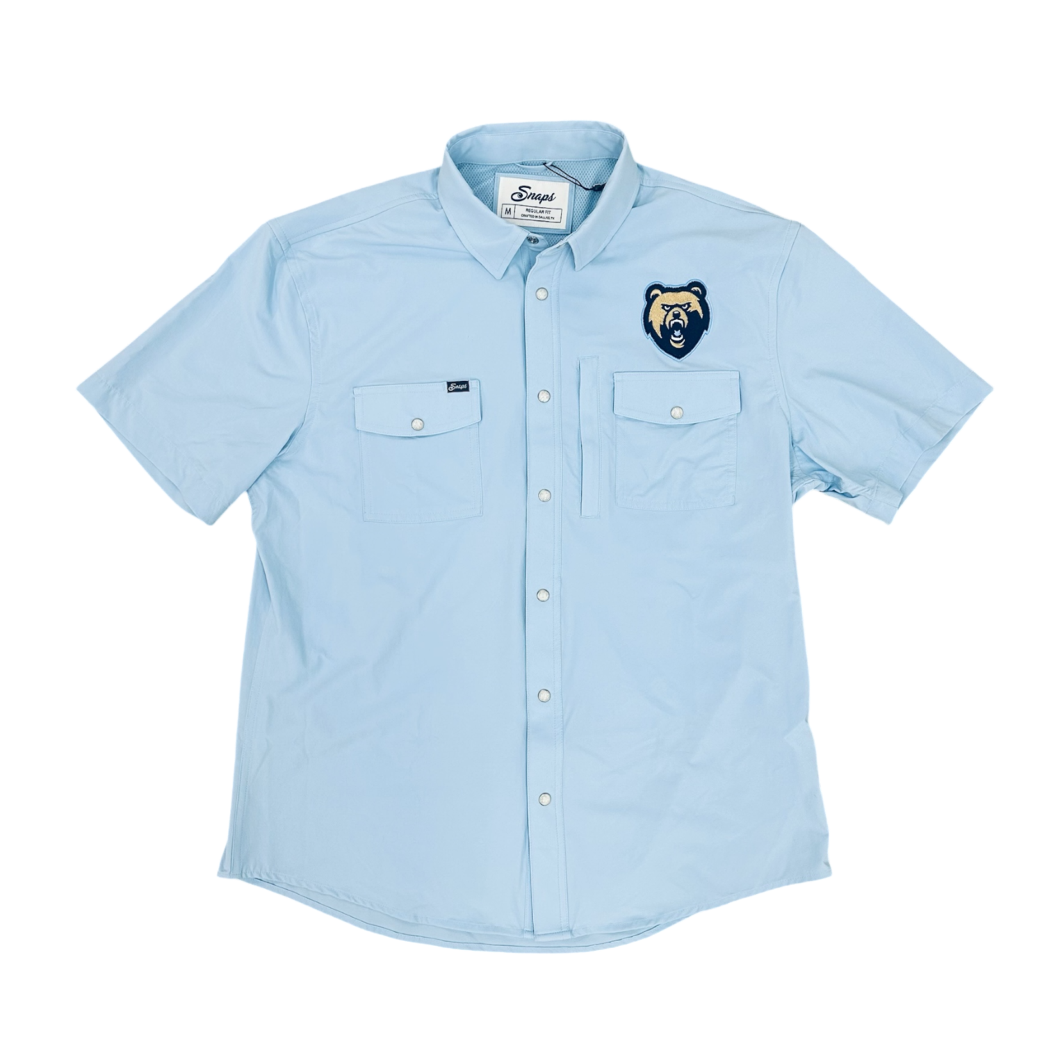 Snaps The Traveler Light Blue Short Sleeve - Bear Head