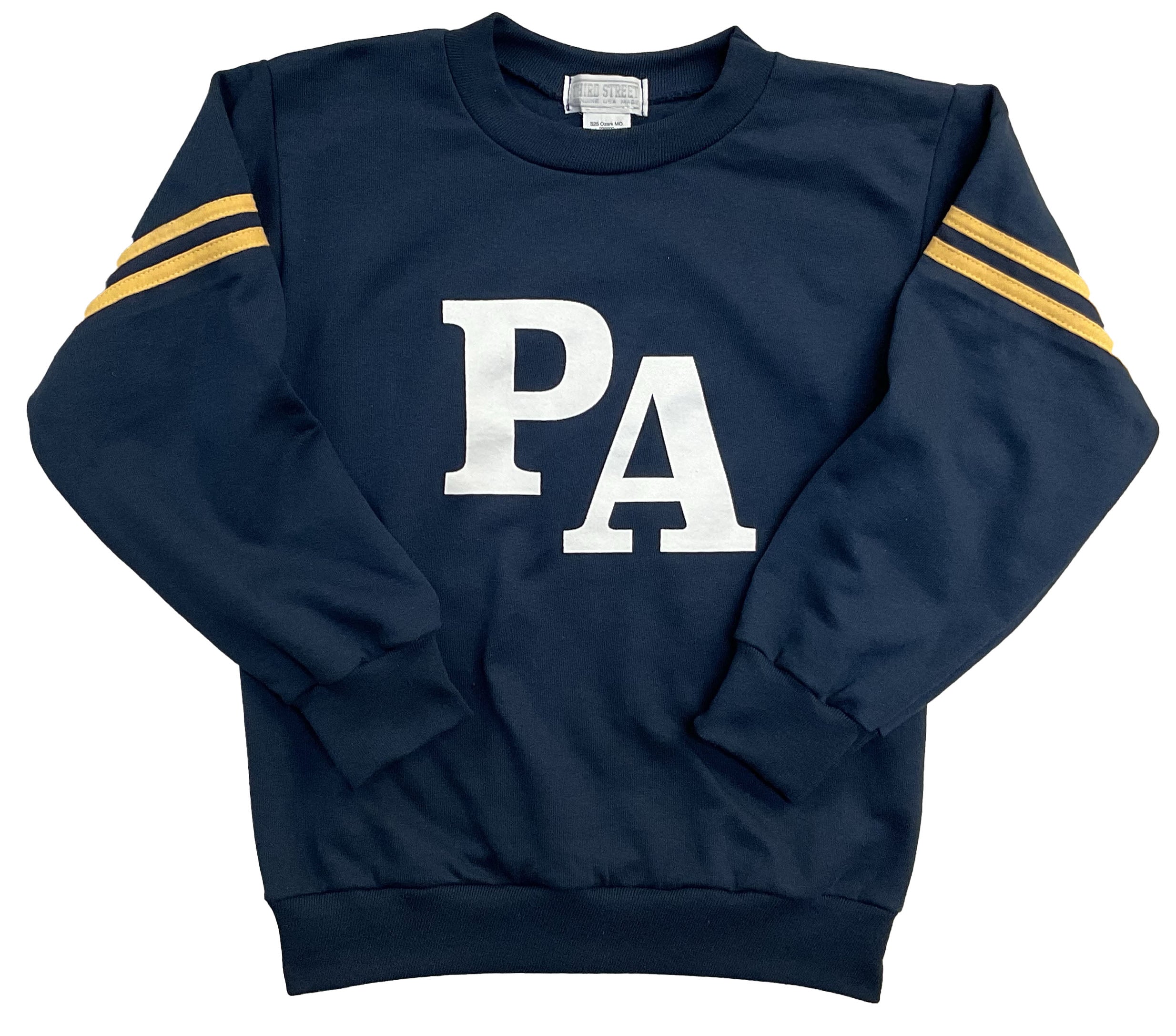 Youth Third Street Navy Fleece Crew with Gold Stripes - PA