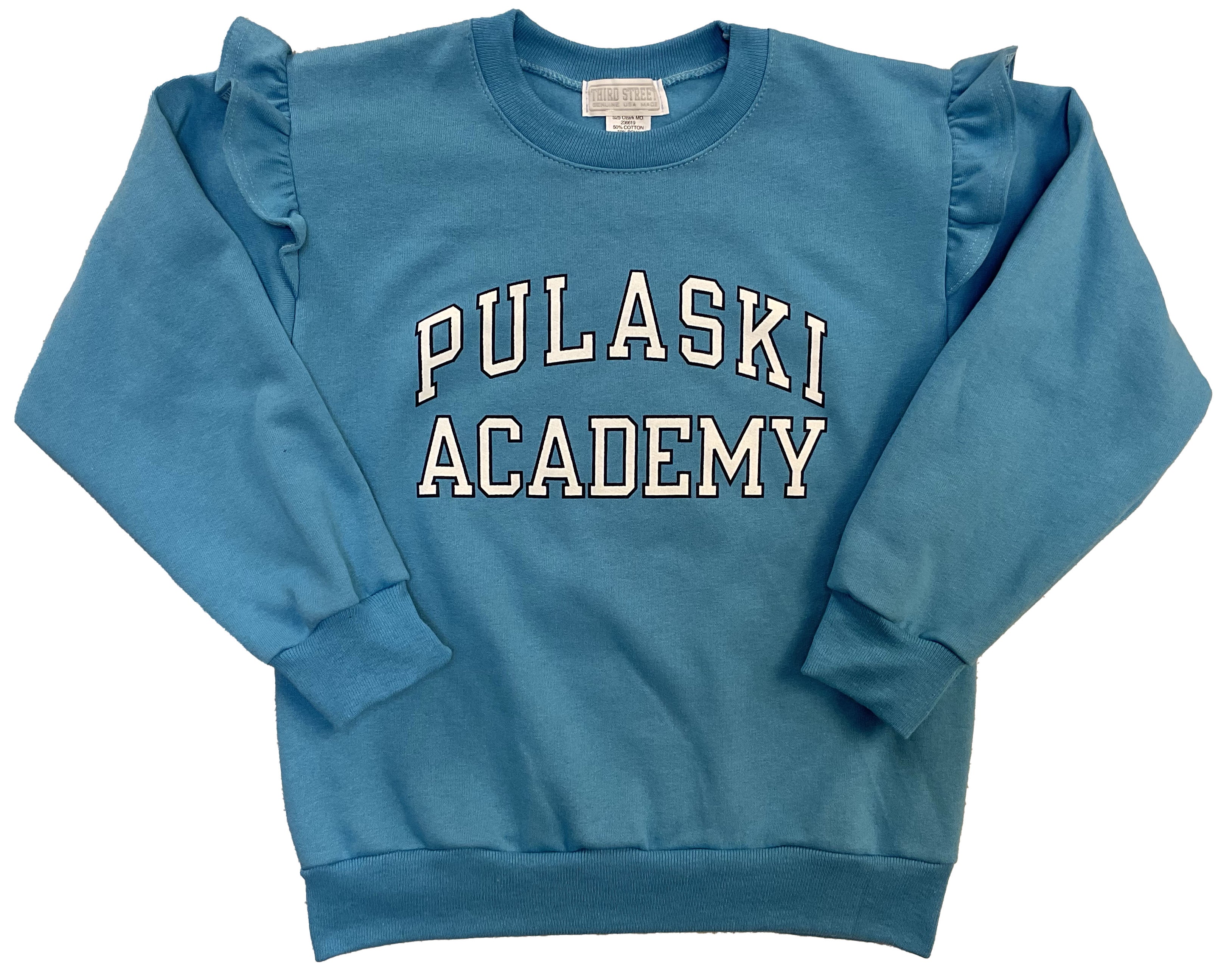 Toddler Girls' Third Street Ruffled Fleece Light Blue Crew - Pulaski/Academy