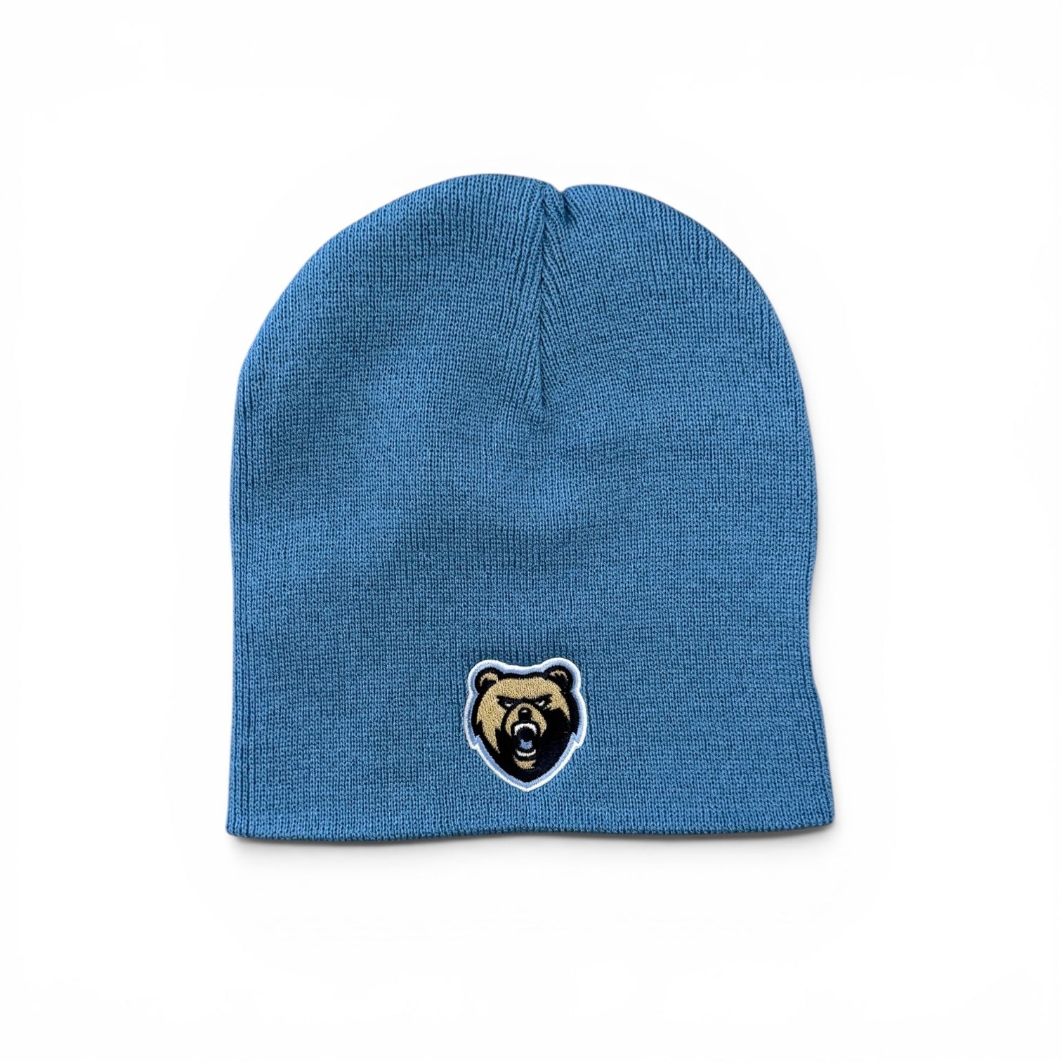 Everest Carolina Blue Knit Beanie - Bear Head Patch
