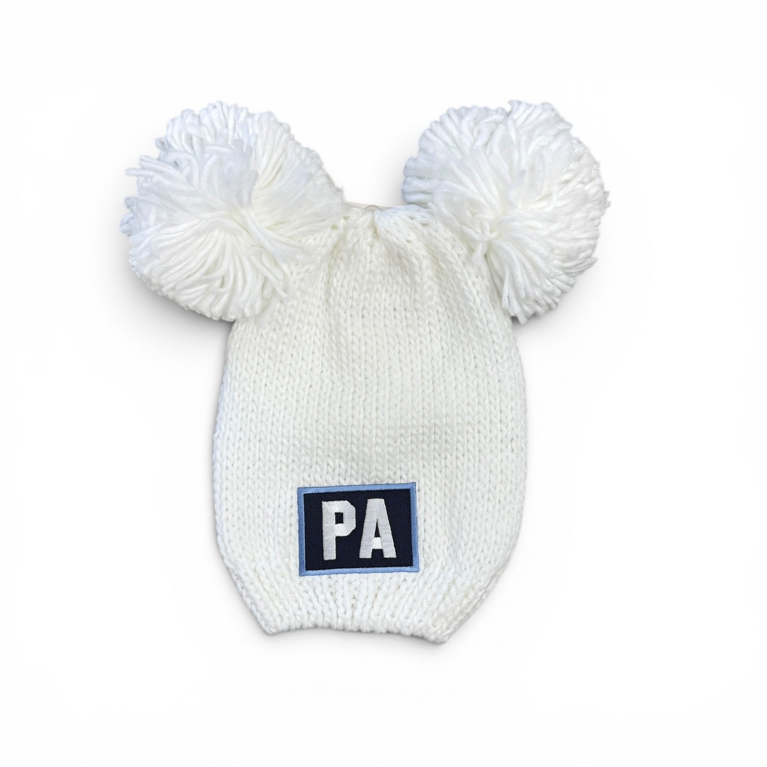 Youth Rey JR White Pom Beanie - PA Patch