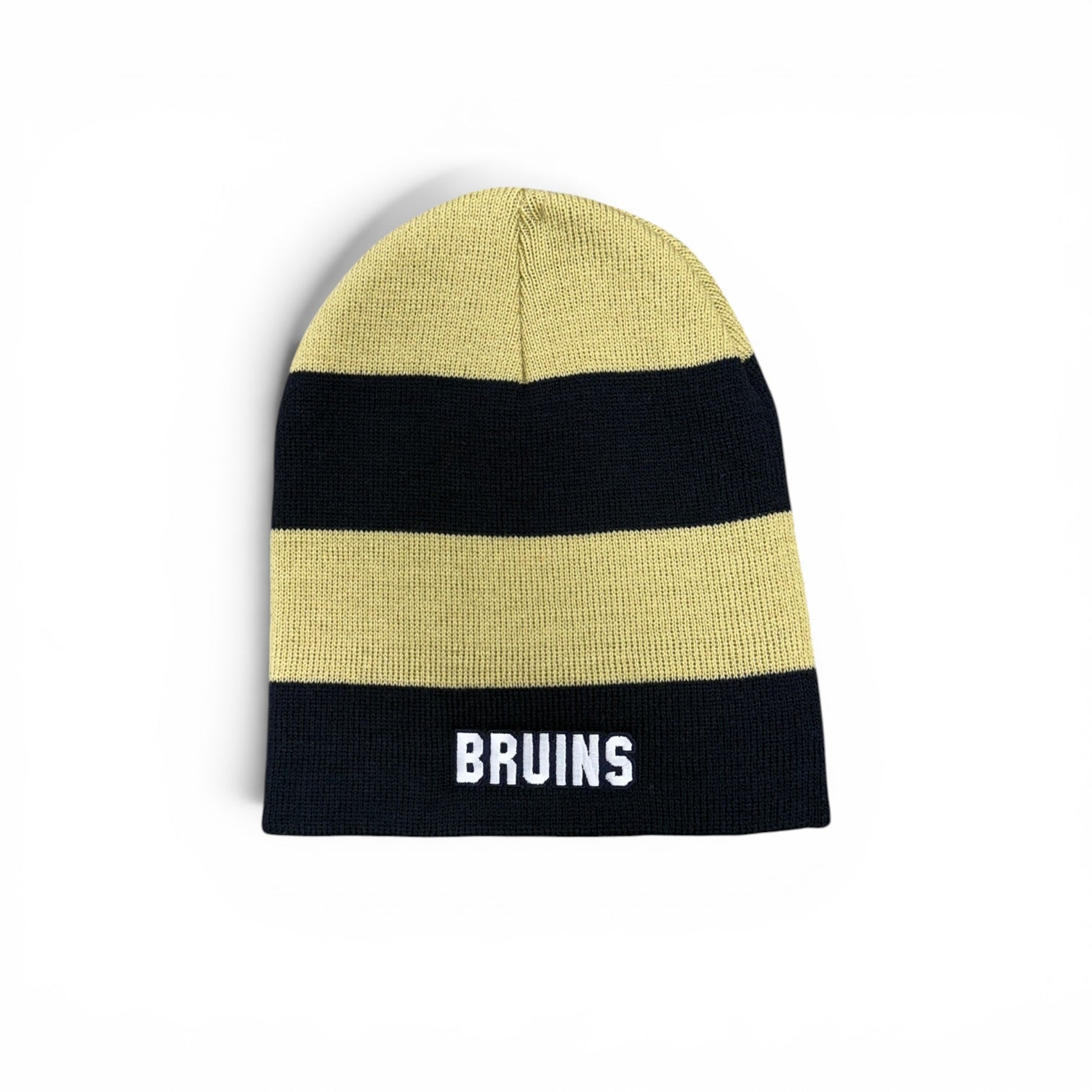 Columbia Navy/Gold Striped Knit Beanie - BRUINS Patch