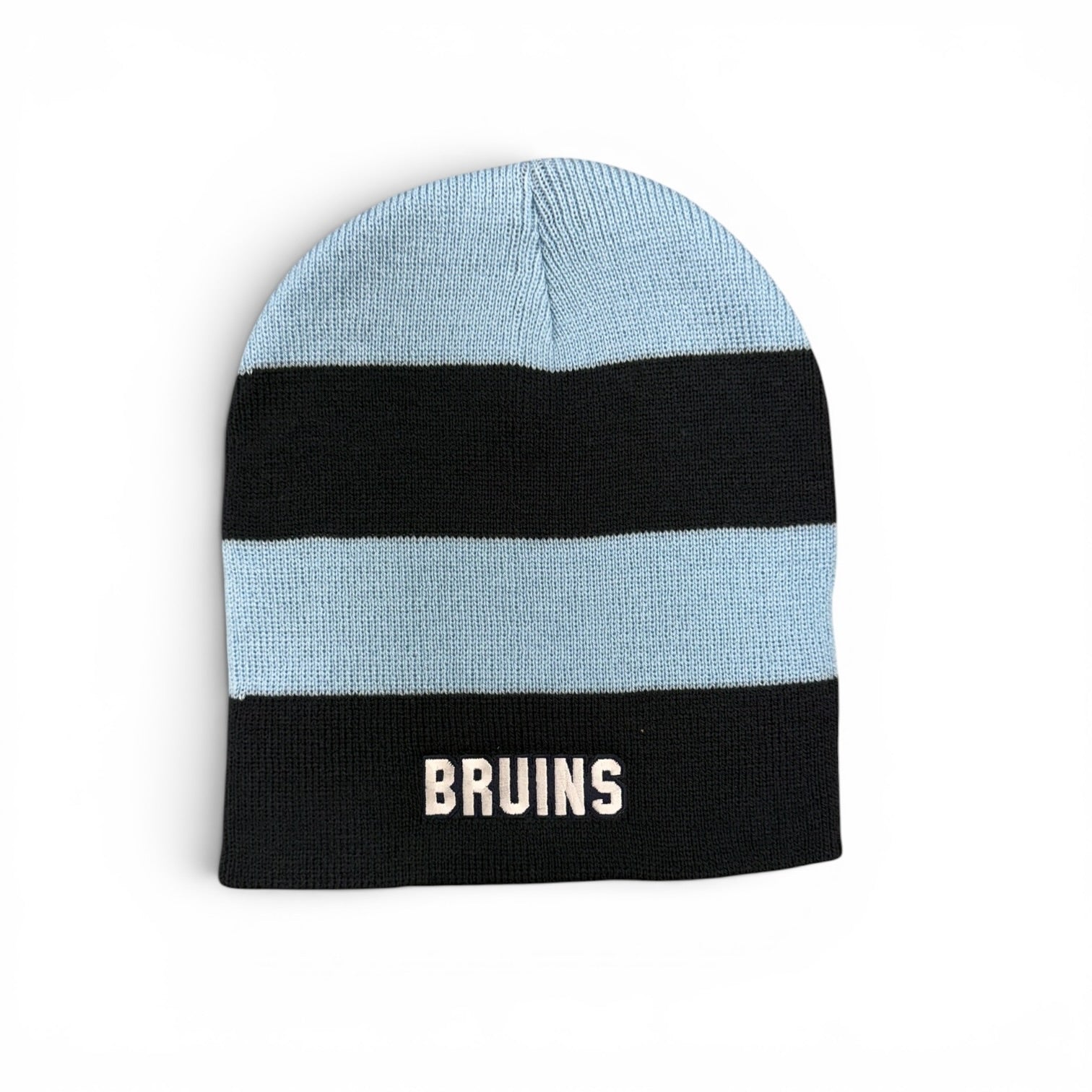 Columbia Navy/Lt Blue Striped Knit Beanie - BRUINS Patch