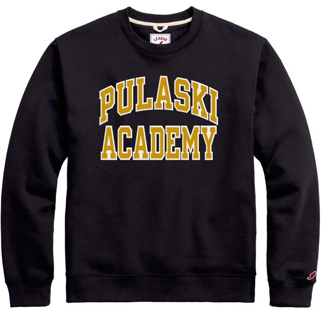 Women's League Navy Fleece Crew - Arched Pulaski/Academy Applique