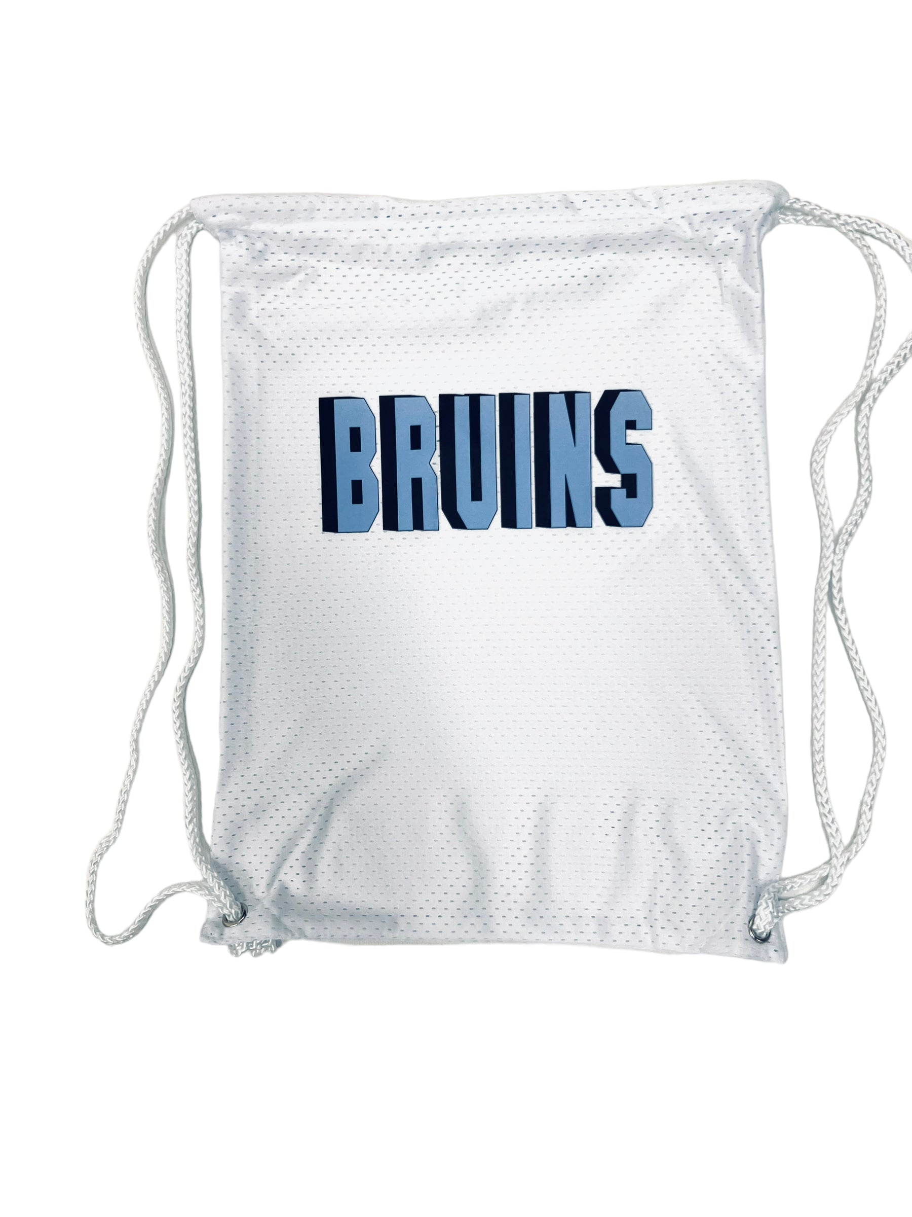Jersey Mesh White Drawstring Backsack - BRUINS