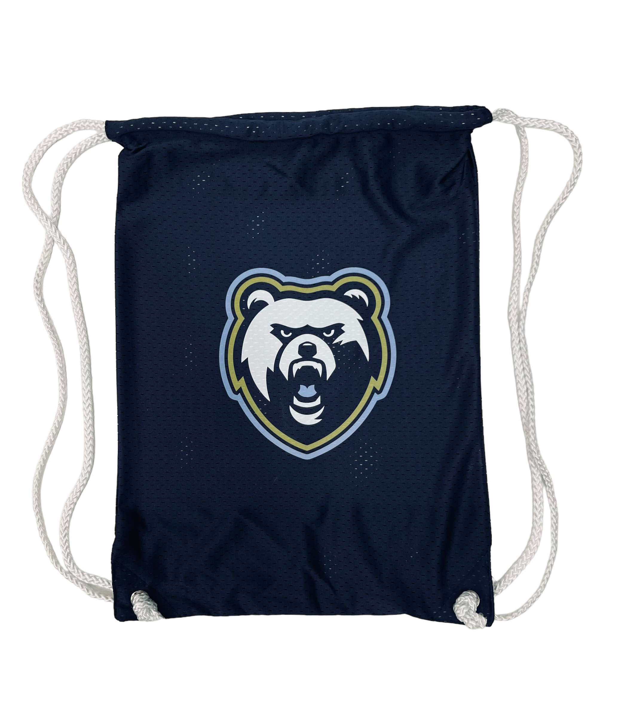 Jersey Mesh Navy Drawstring Backsack - Bear Head