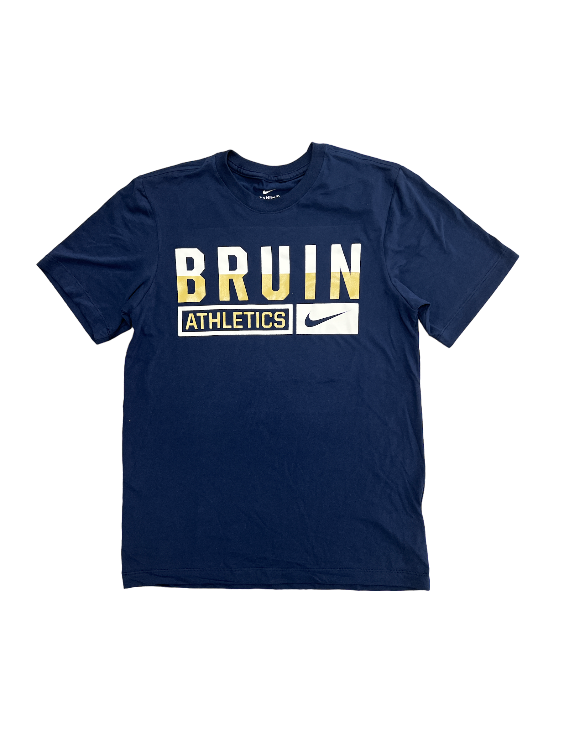 Men's Nike Dri-FIT Cotton SS Tee - Navy - BRUIN/Athletics (Gold&White)