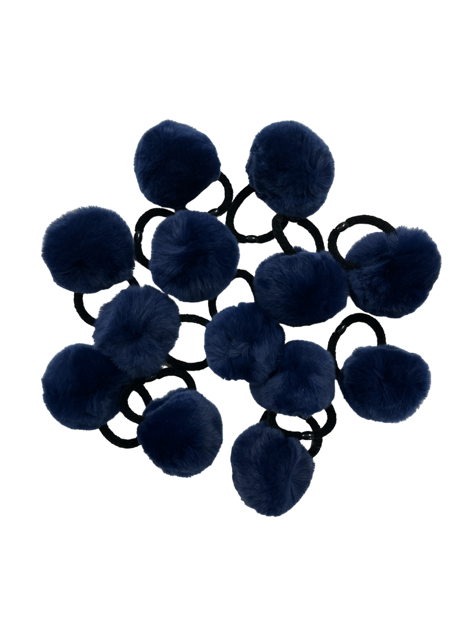 Pom Pom Ponytail Holder - Navy