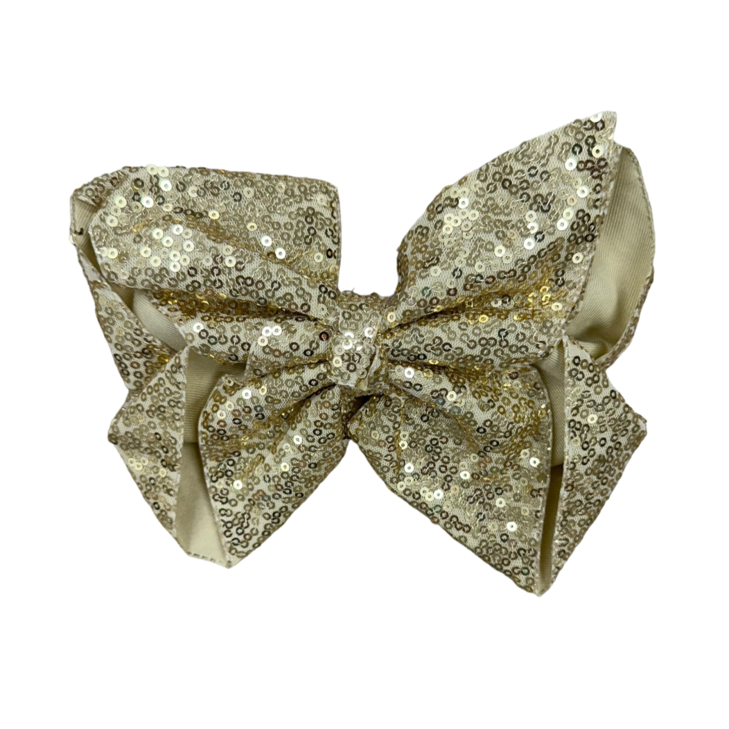 Sequin Oversized Hair Bow - Gold