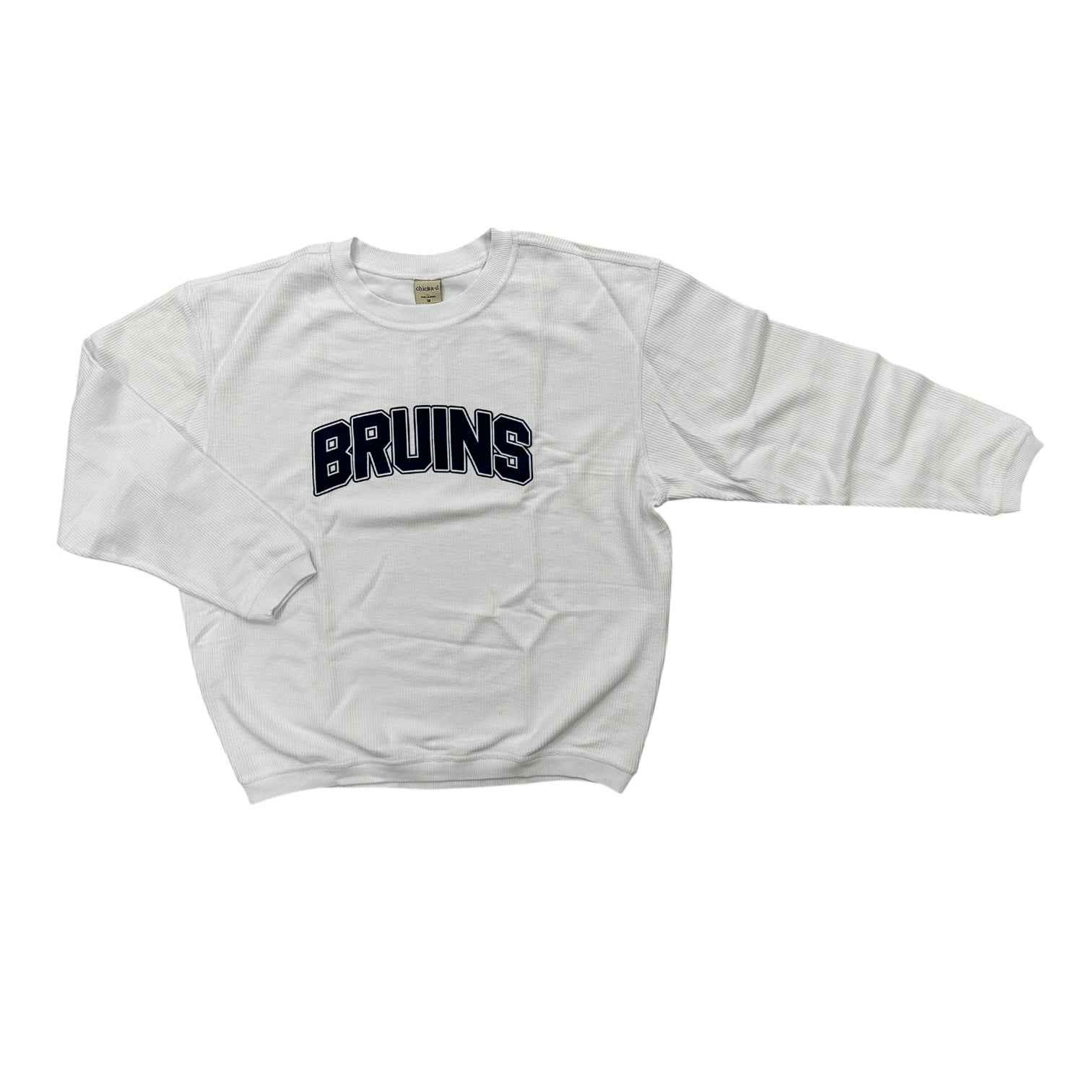 Women's Chicka-D White Corded Crew - Puff BRUINS