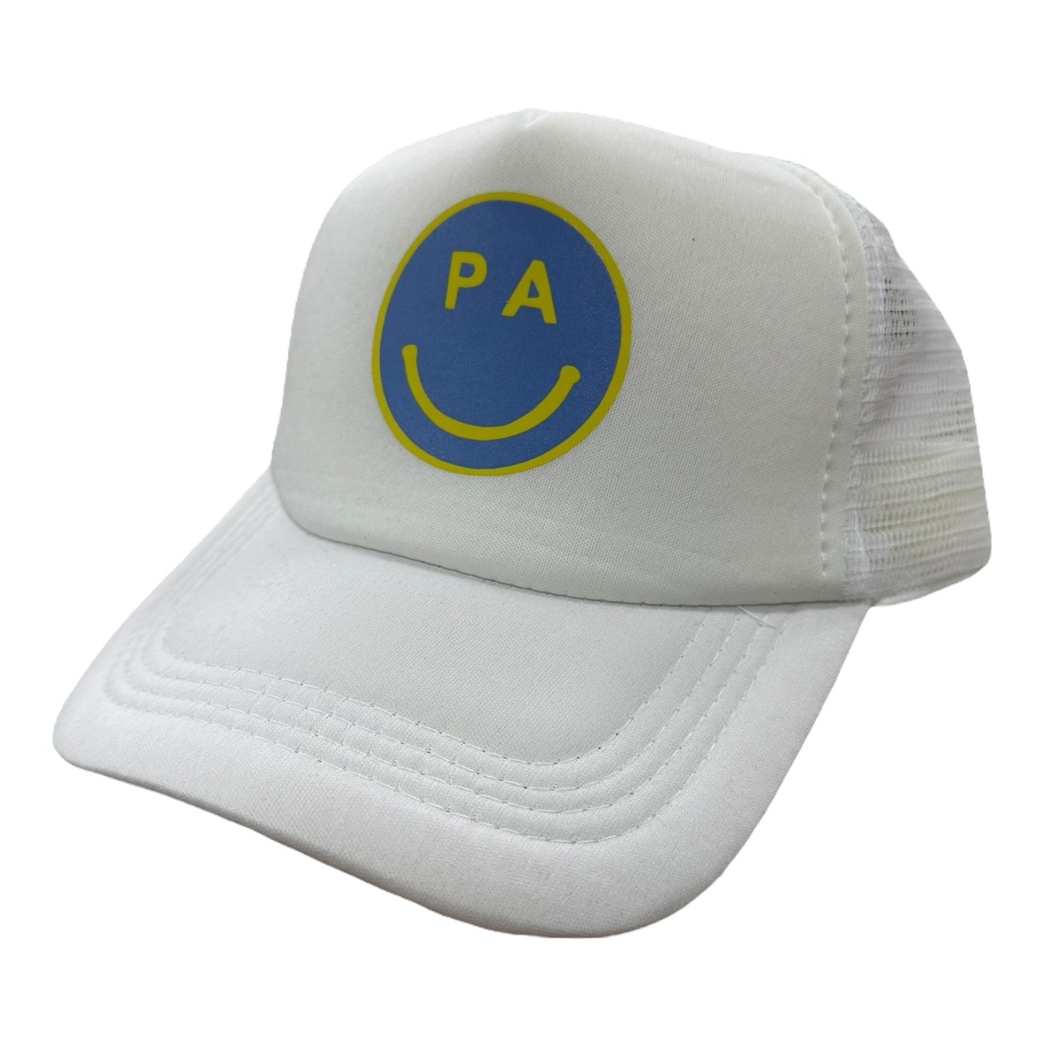 White Trucker Hat - Smiley