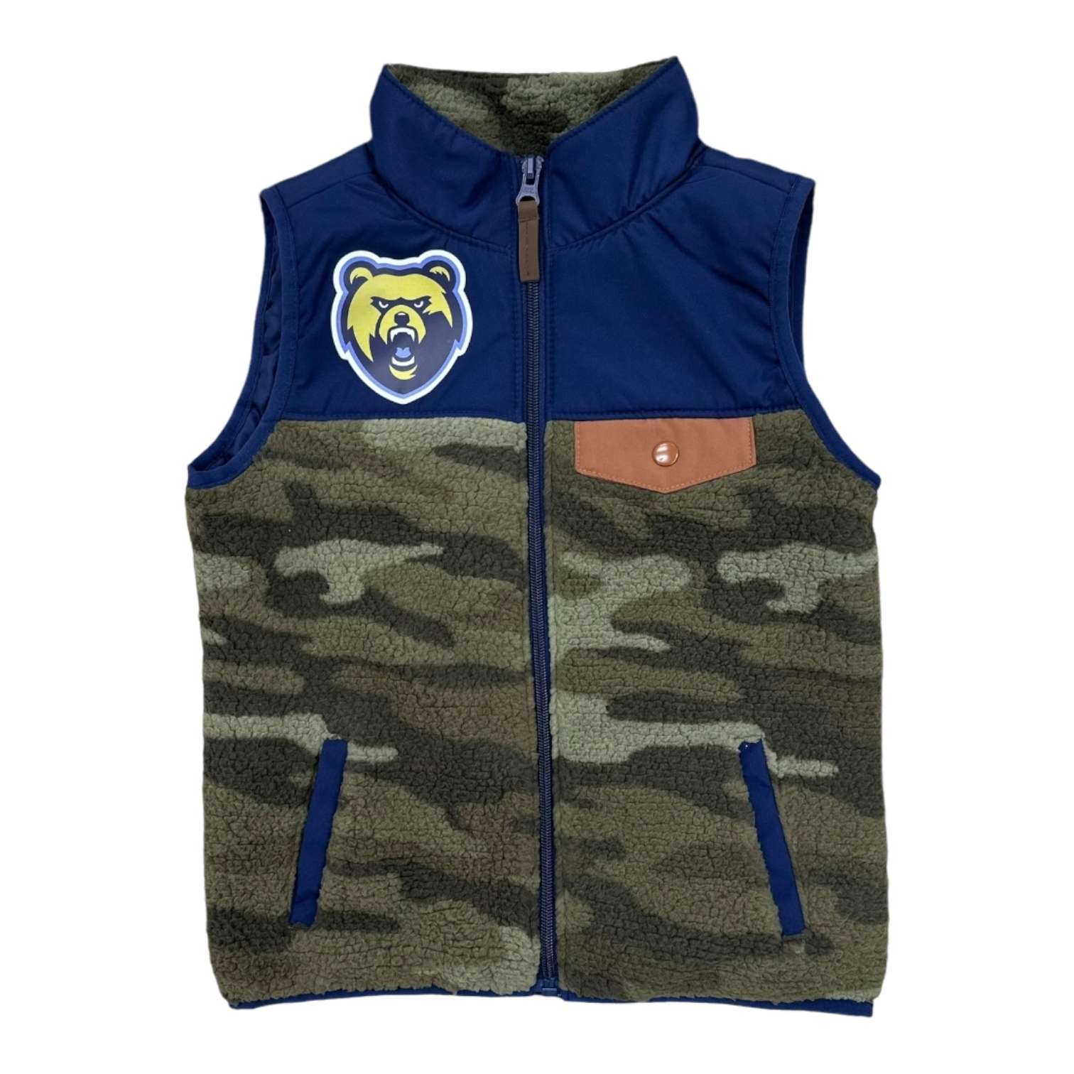 Boys' Zip-Up Camo Sherpa Vest - Bear