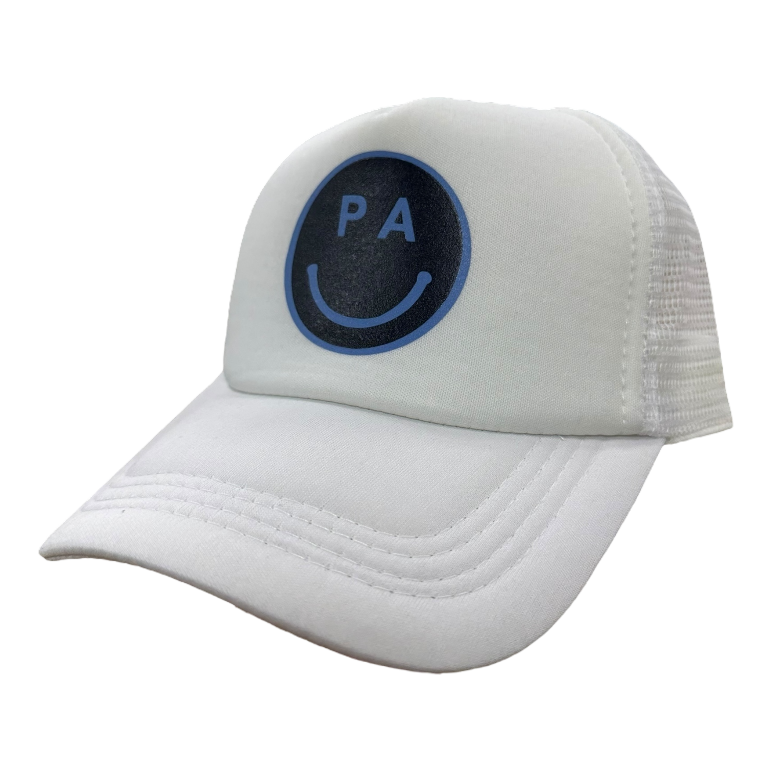 White Trucker Hat - Smiley