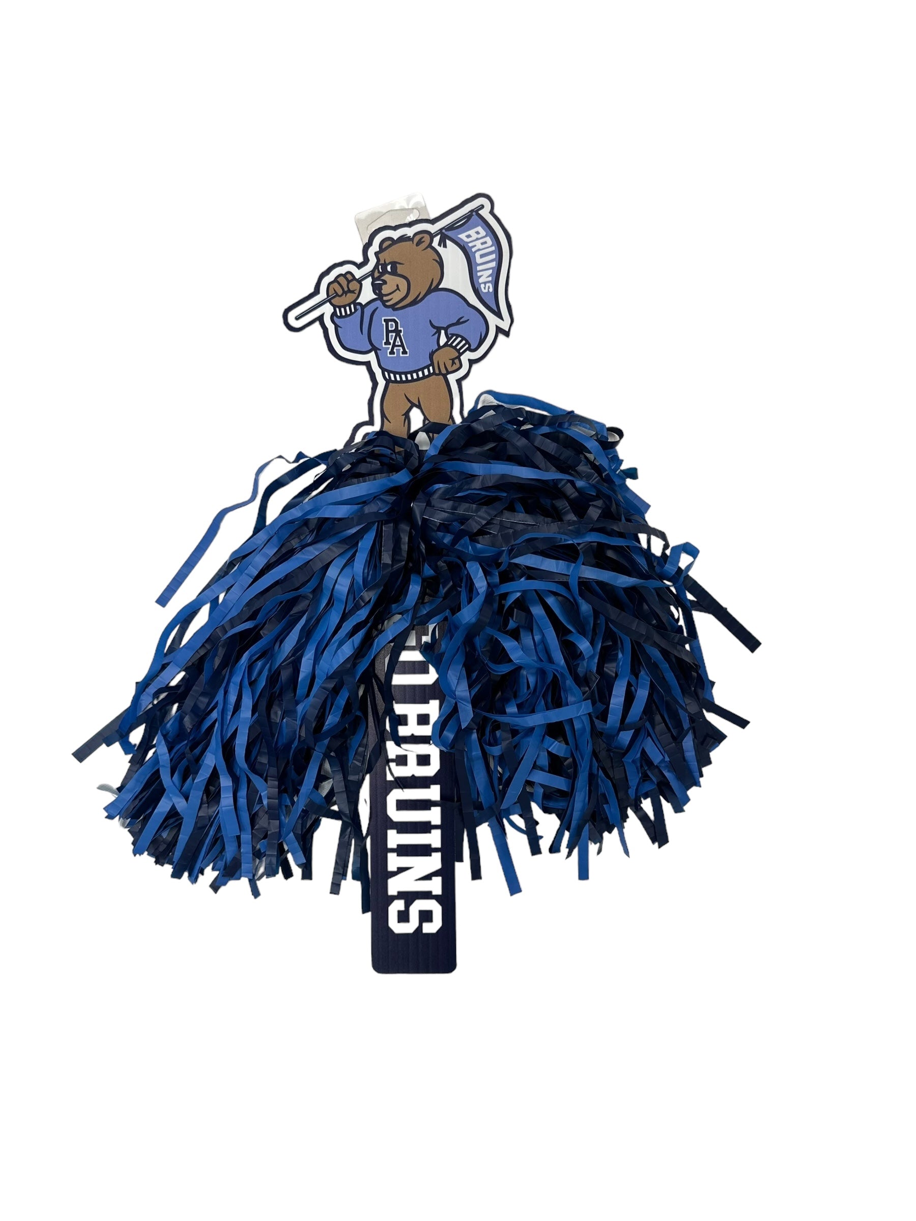 Mascot Pom - Bruiser Mascot w/ Navy & Columbia Blue Streamers
