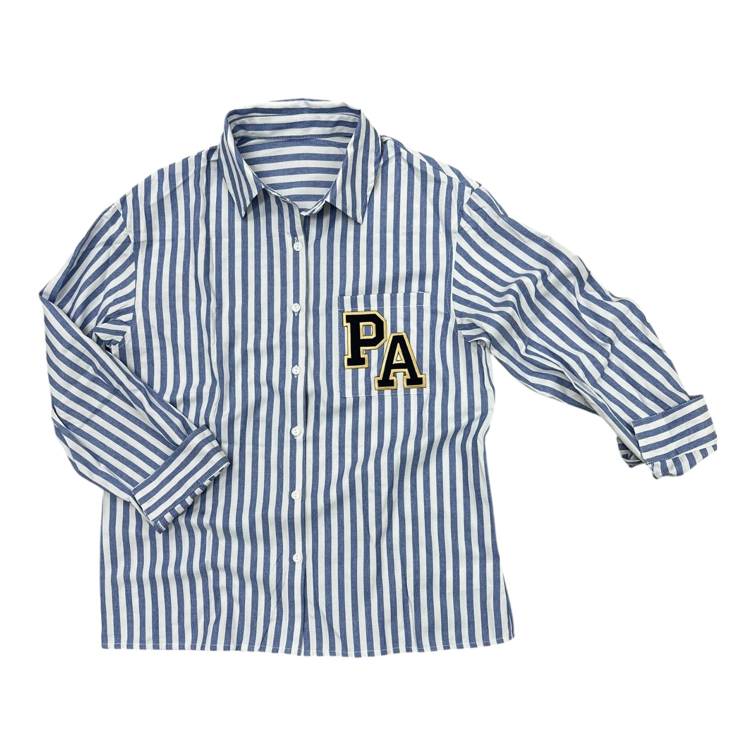 Women's Dark Blue/White Striped Button Down - PA