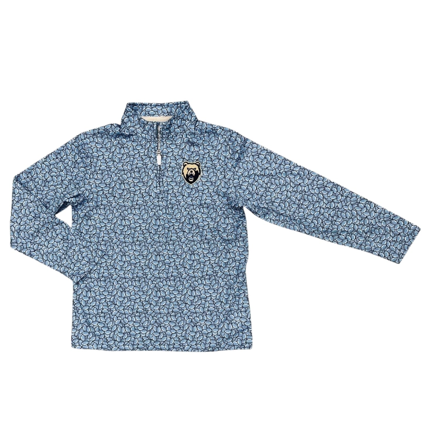 Boys' Garb Light Blue 1/4 Zip - Football Print/Bear Head