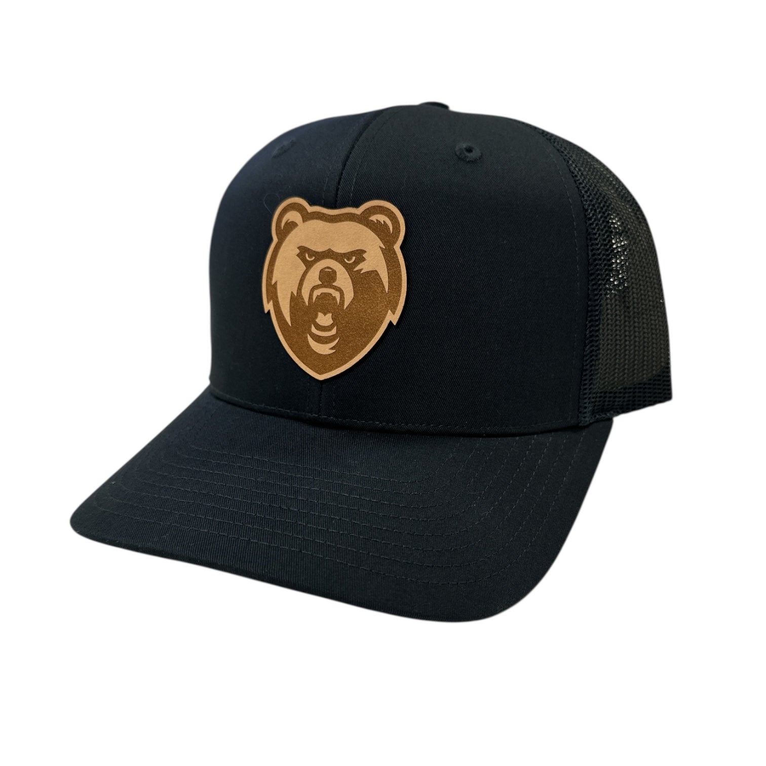 Richardson Navy Hat - Leather Bear Head