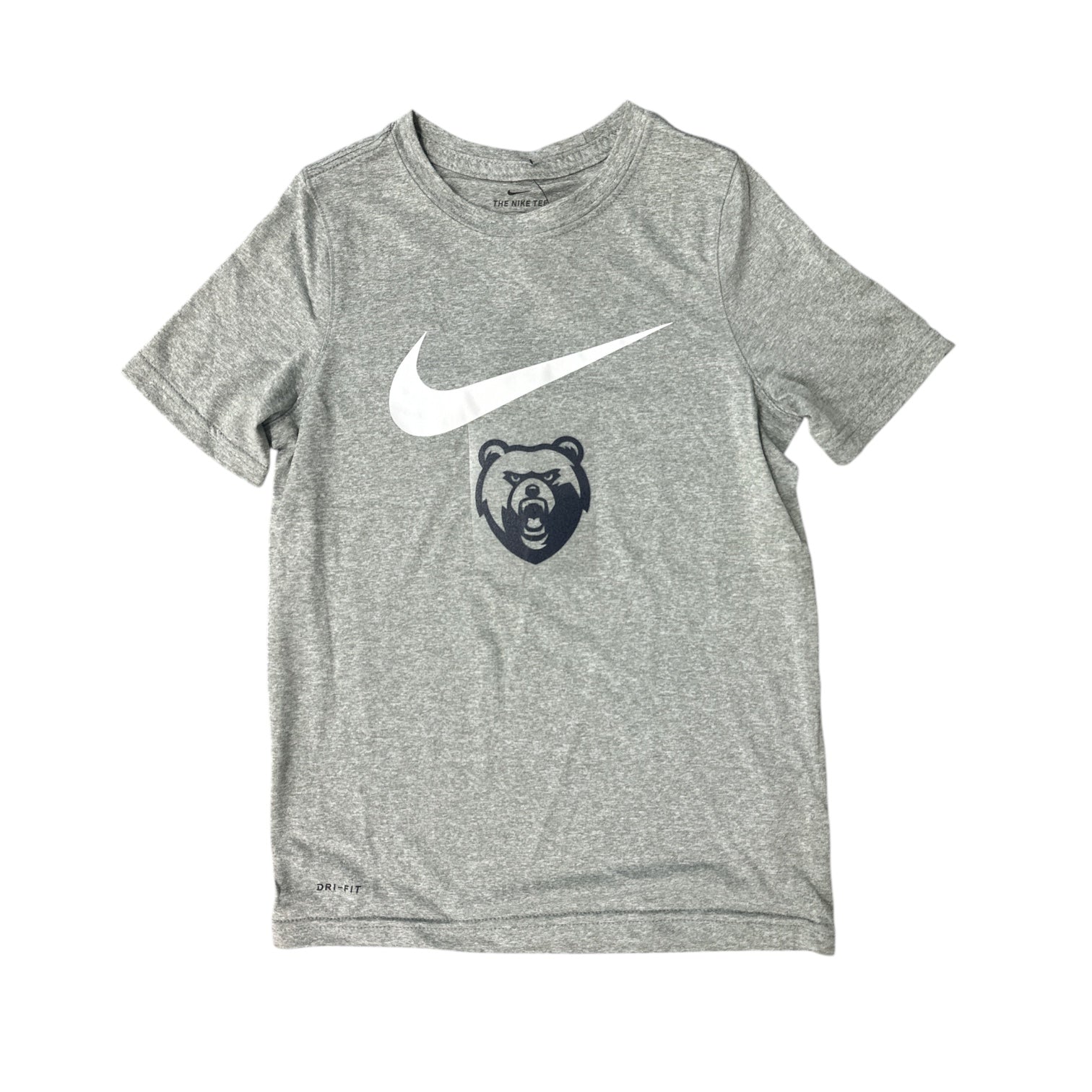 Boys' Nike Grey DriFit Legend SS Tee - Swoosh/Bear Head