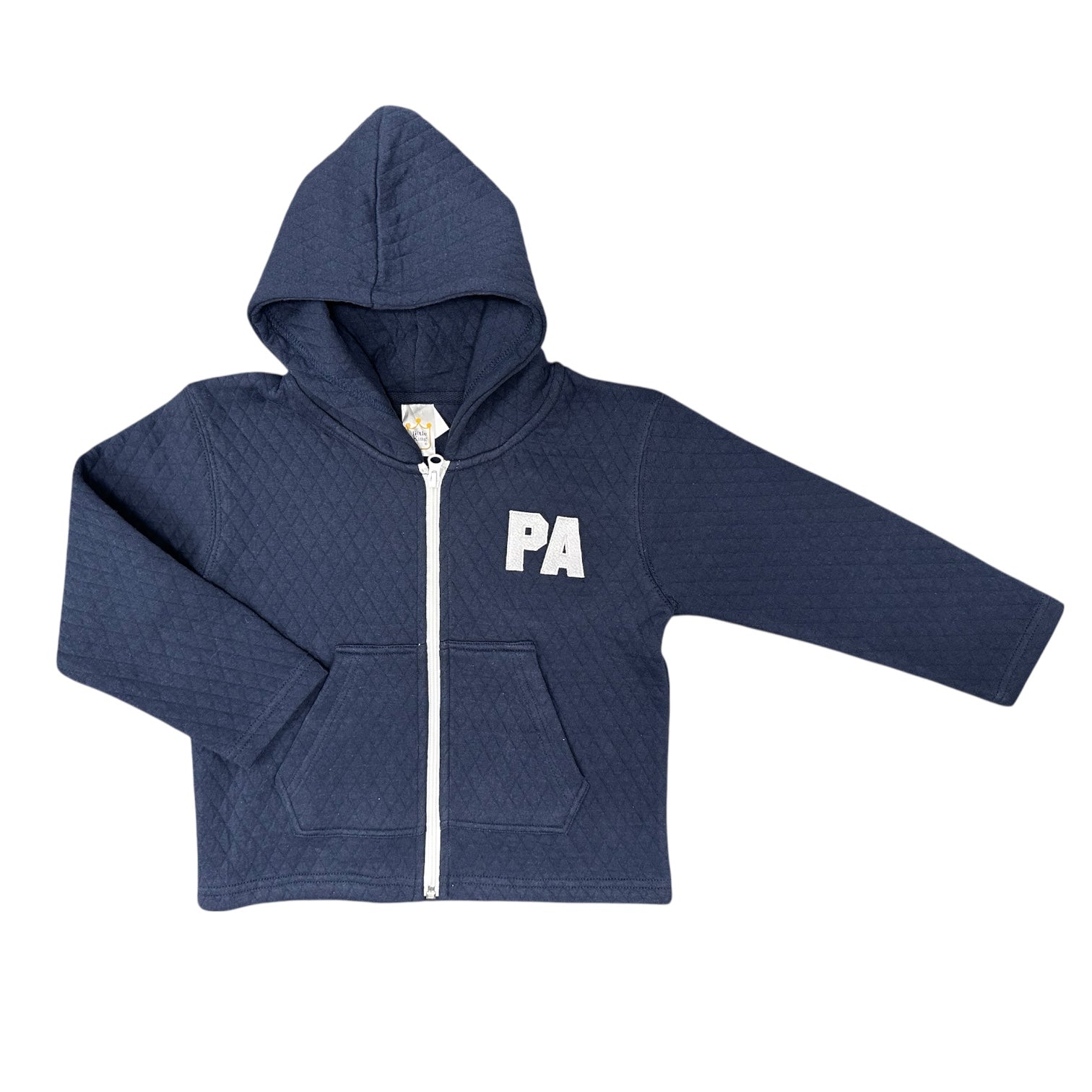 Youth Quilted Full Zip Navy Hooded Jacket - Left Chest PA (Embroidered)