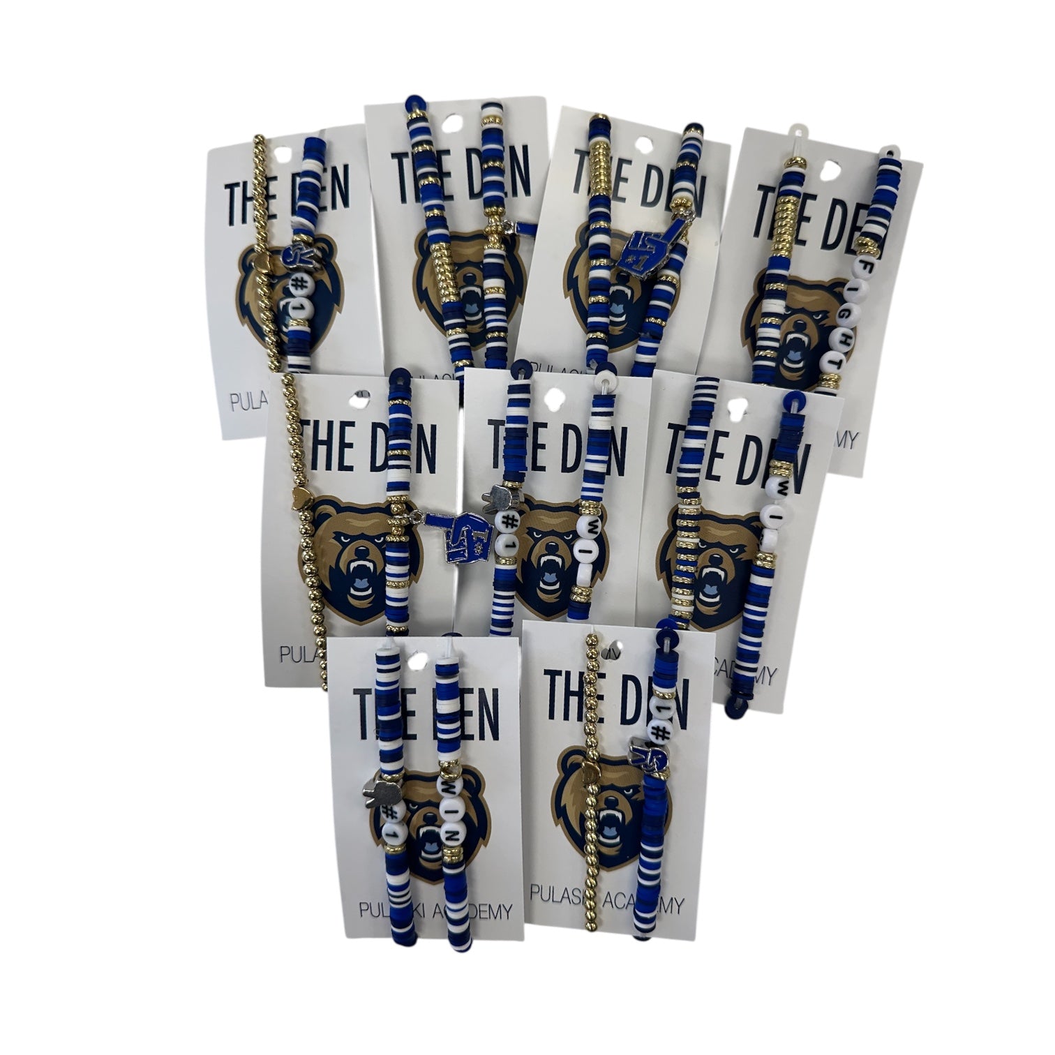 Team Spirit Clay Bracelet (Set of 2) - Navy, White, Gold