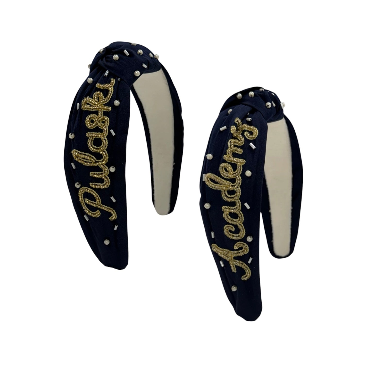 Navy Knotted Headband w/ Beads - Pulaski Academy