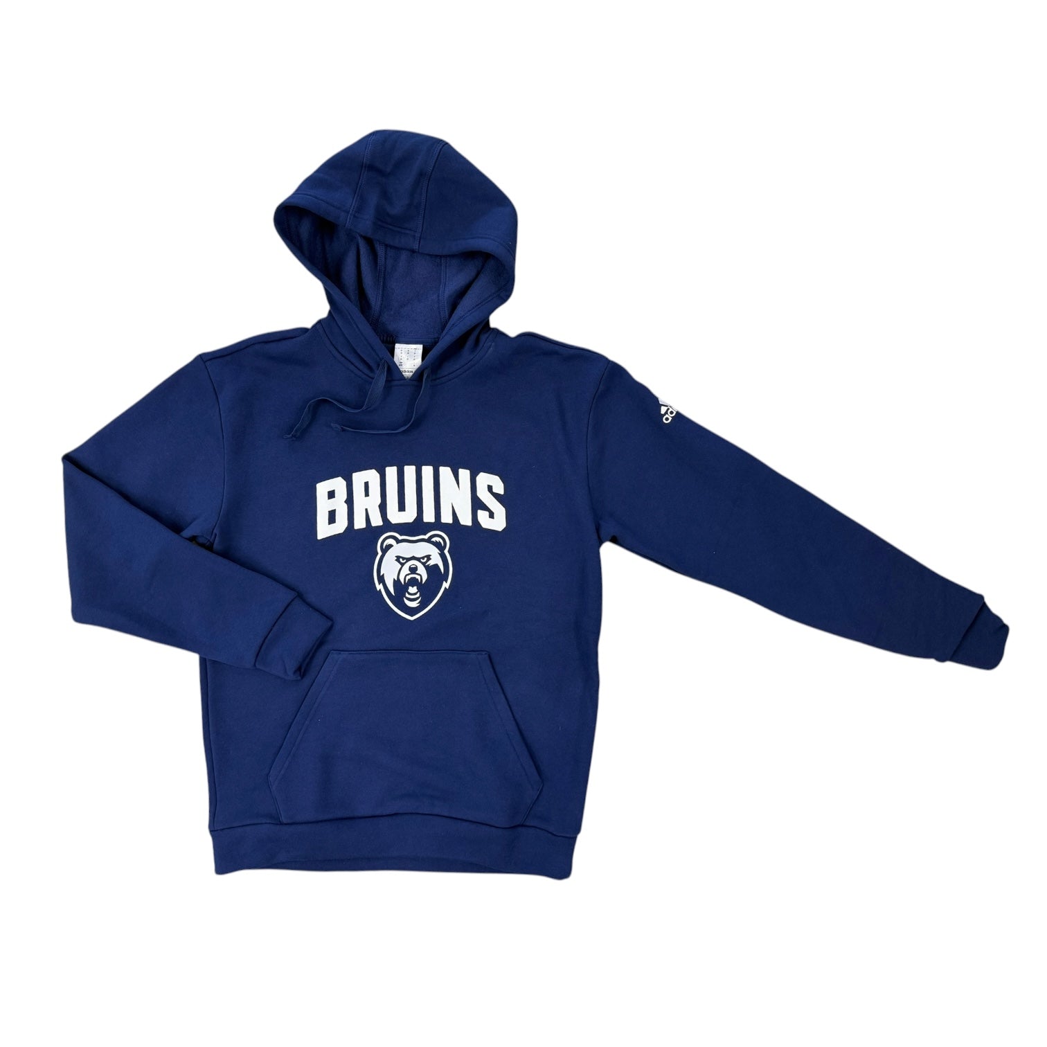 Men's Adidas Navy Fleece Hood - BRUINS over Bear Head