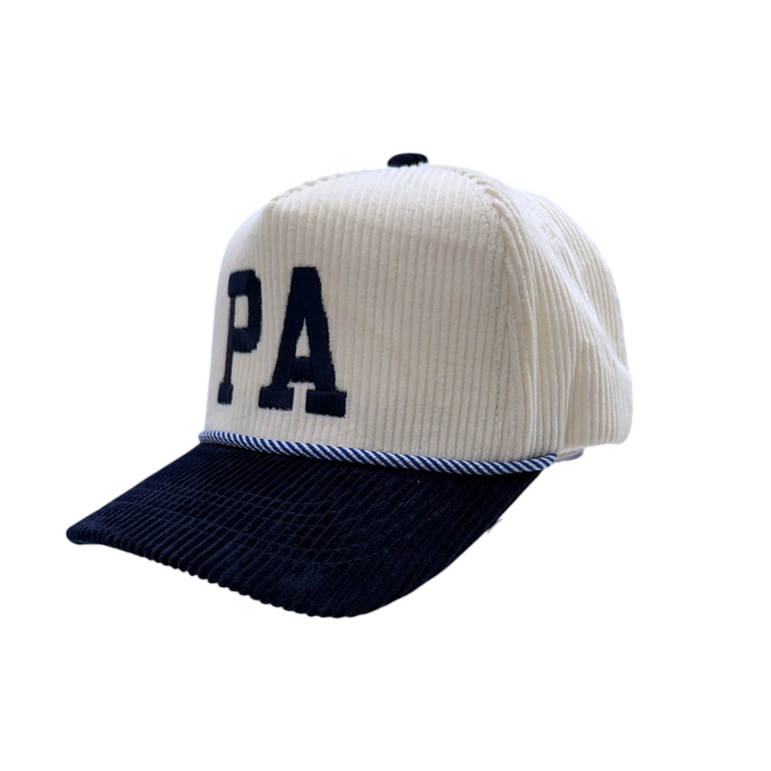 Corduroy Cream Hat w. Navy Bill - PA