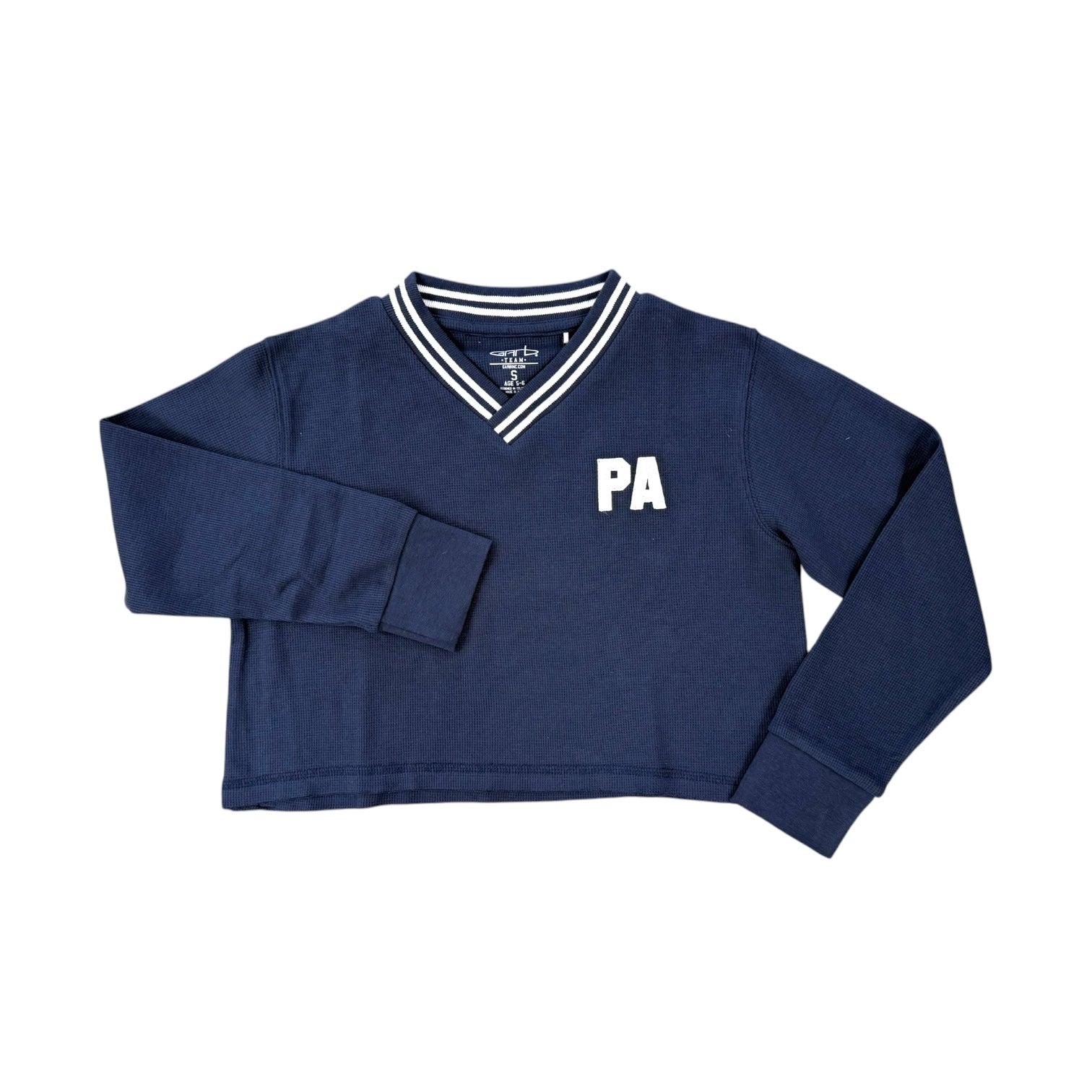 Girls' Garb Riley Cropped Navy LS V-Neck Pullover - PA