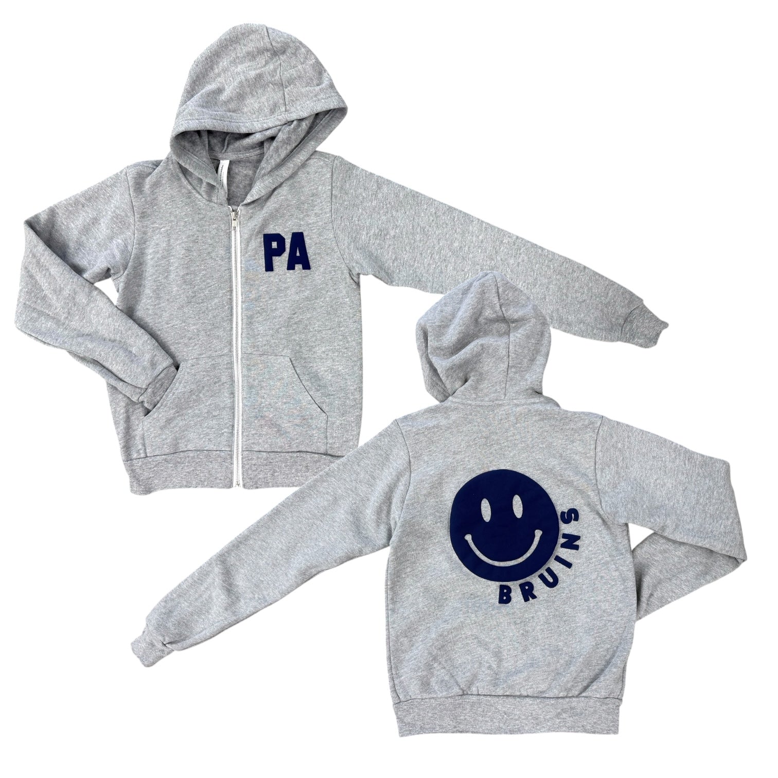 Girls' Grey B + C Full Zip - PUFF Smiley/PA