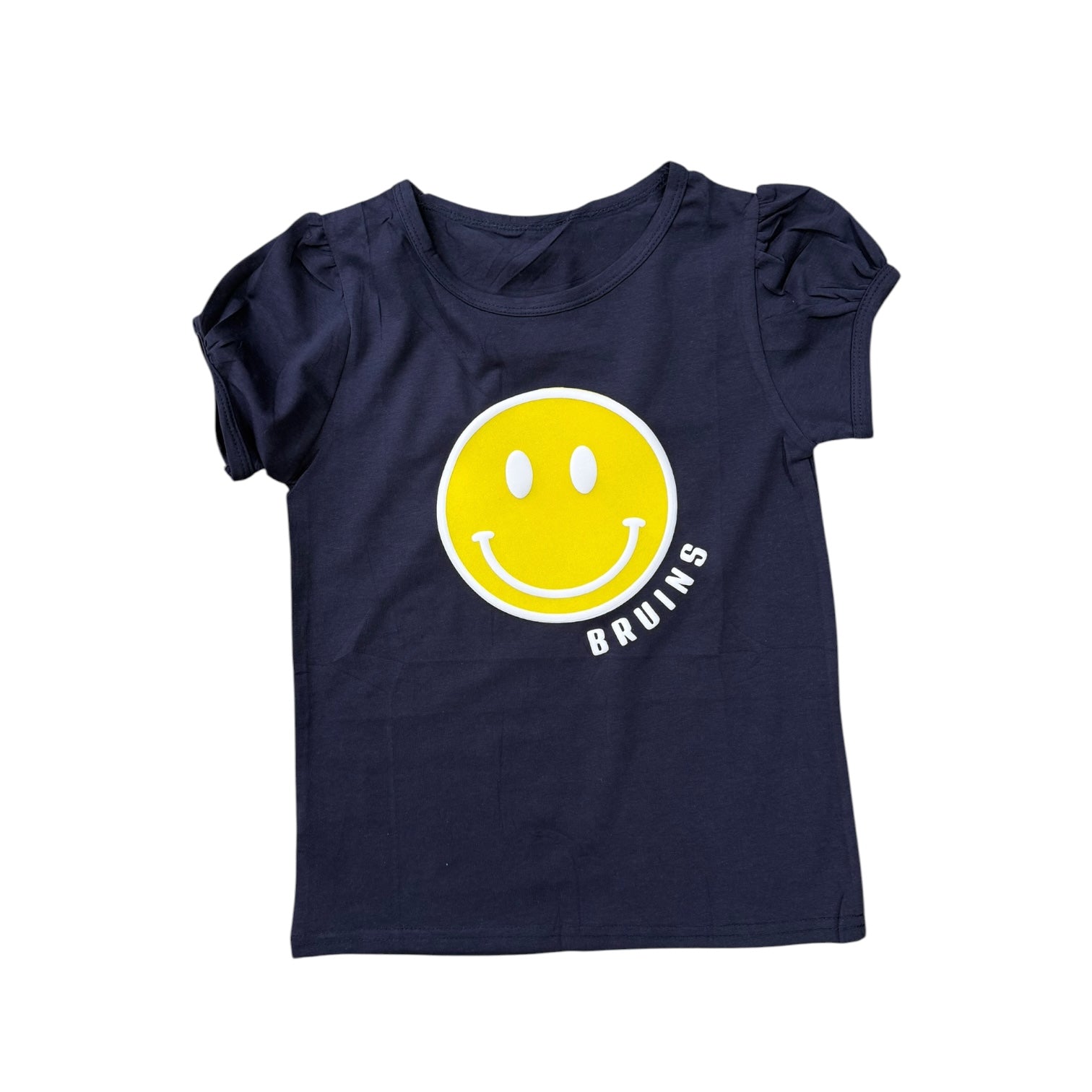Toddler Girls' Navy Puff Sleeve Tee - Smiley