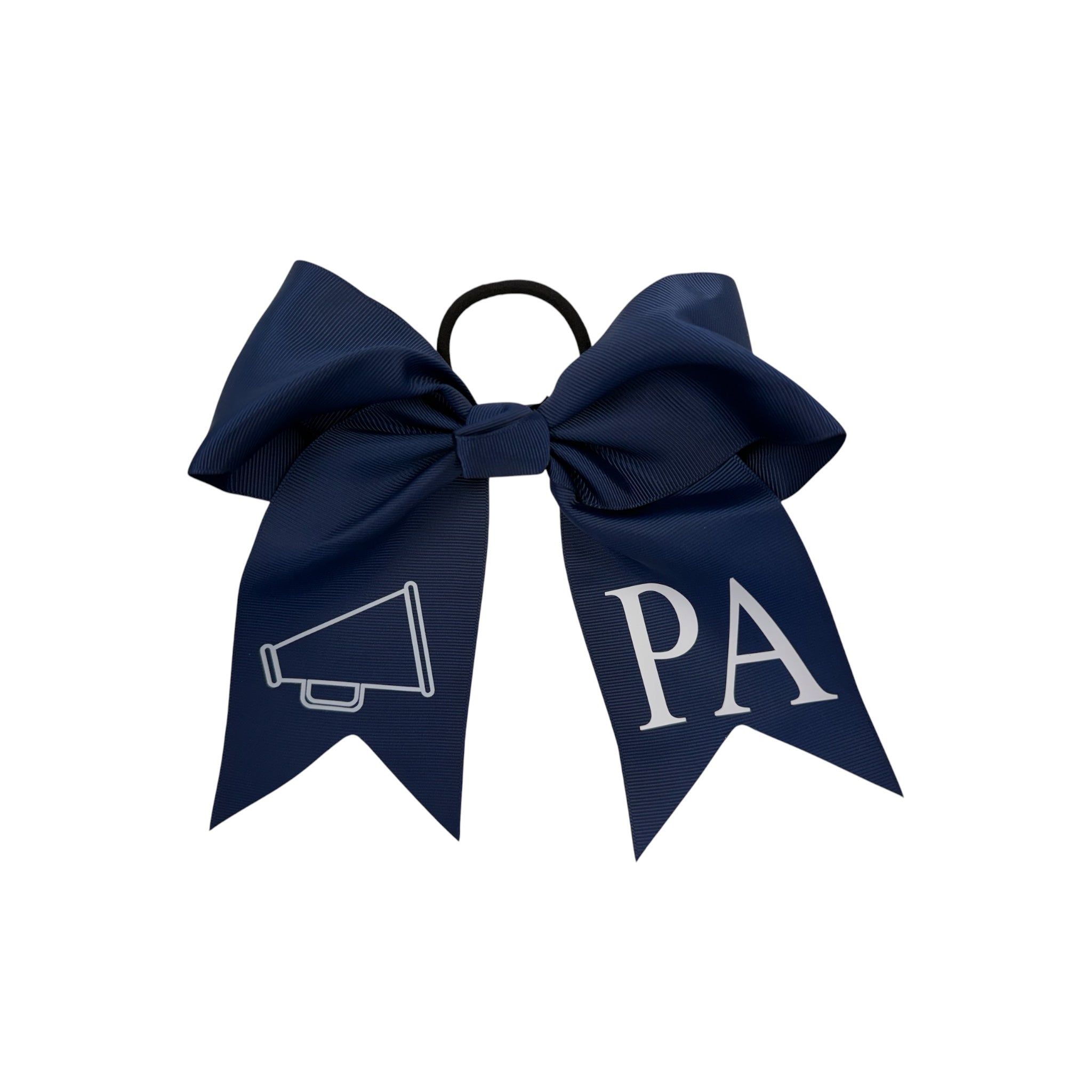 Navy Cheer Bow (Ponytail) - Megaphone