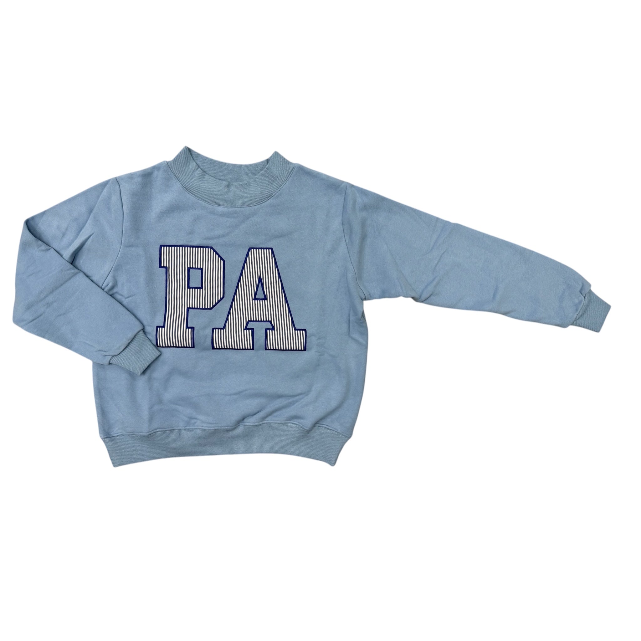 Women's Light Blue Mockneck Crew - PA Striped Applique