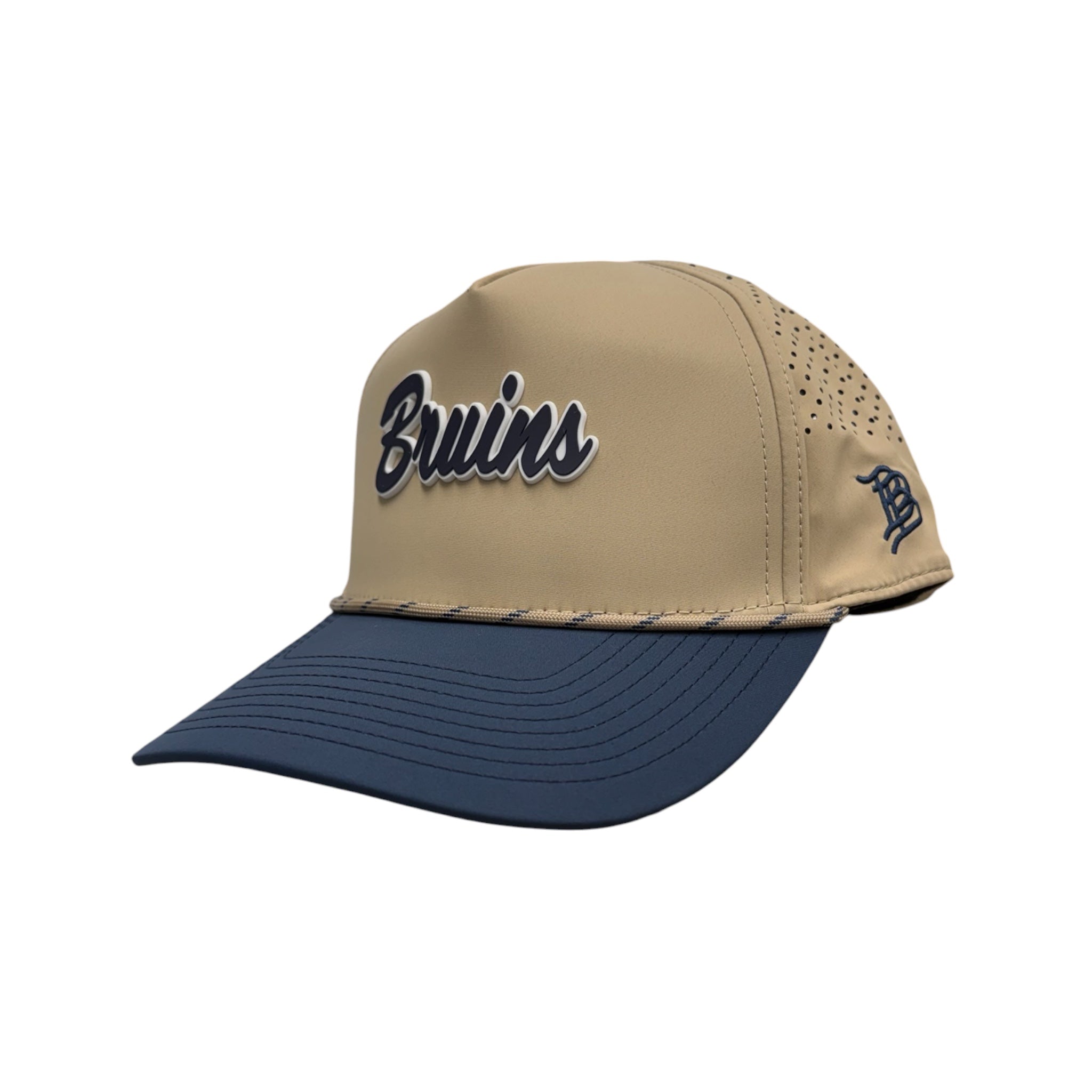 Branded Bills Khaki Perforated Performance Hat w/ Rope & Navy Bill - PVC Bruins
