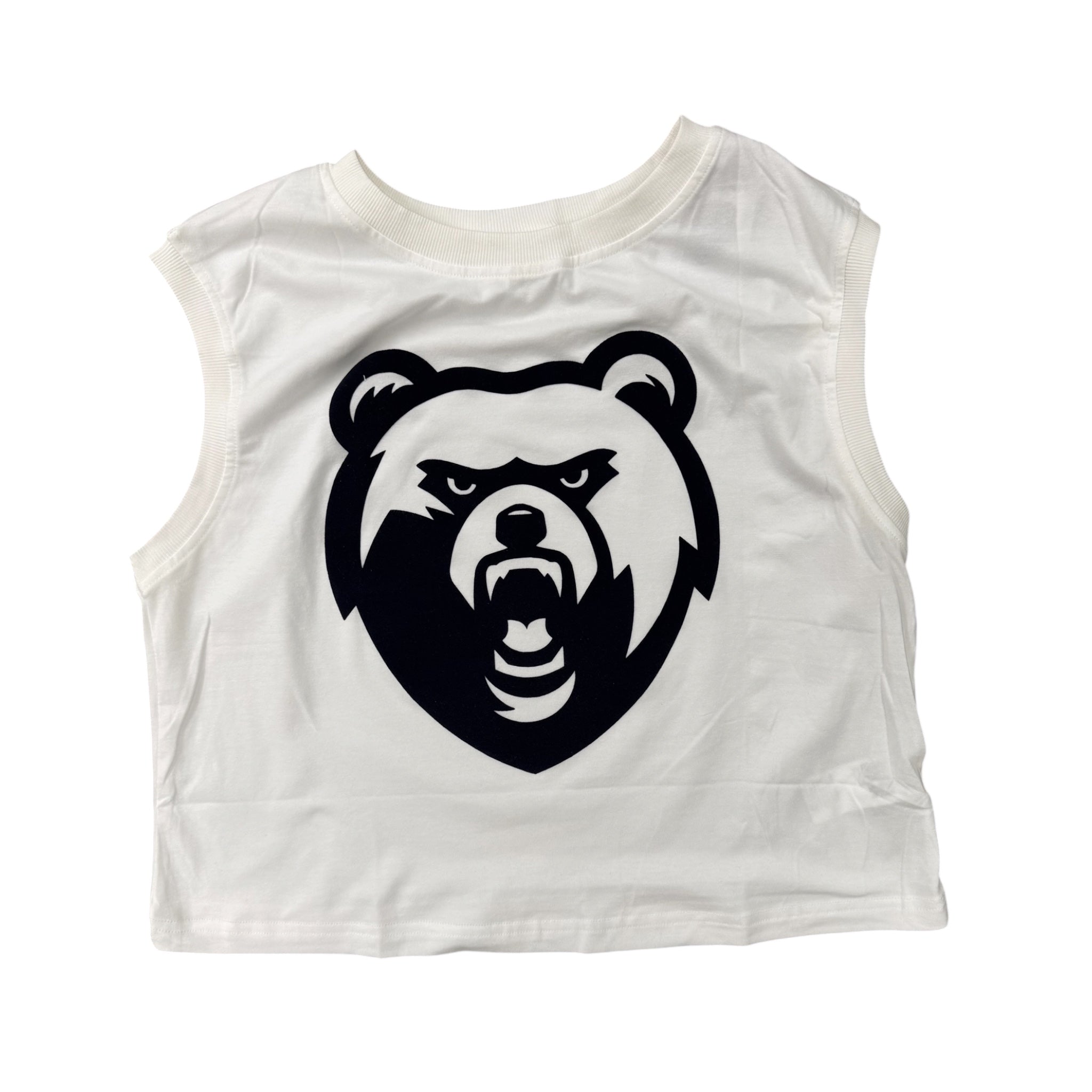 Women's White Midi Tank - Oversized Bear Head
