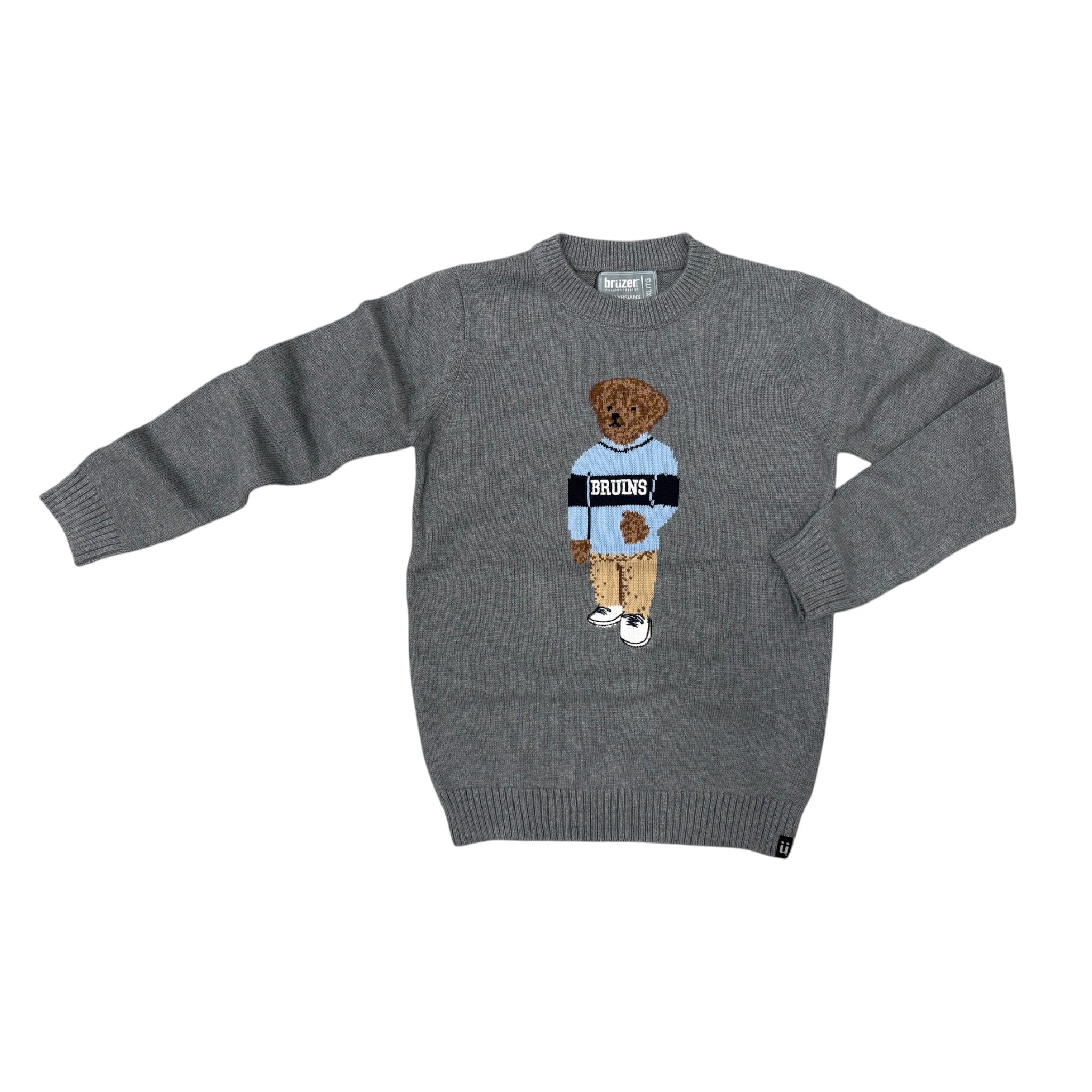 Youth Bruzer Grey Sweater - Bear w/ Sweater