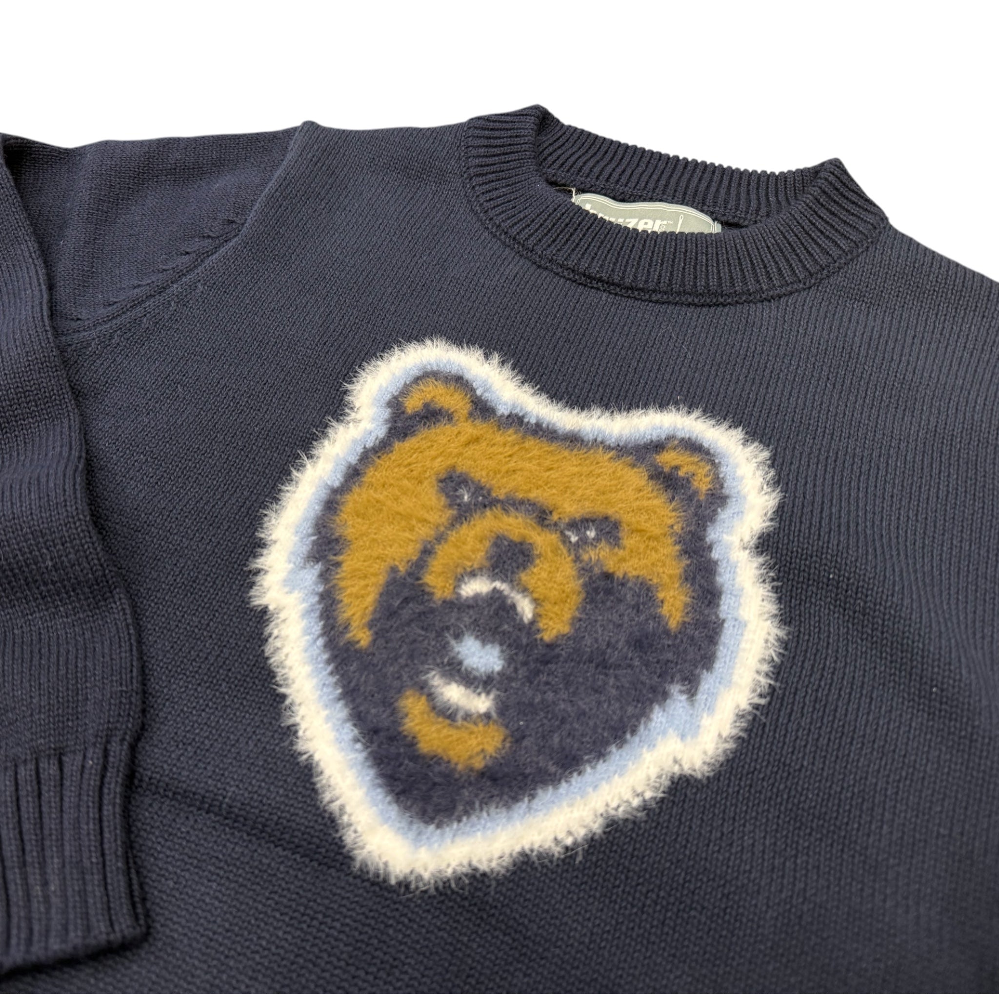 Girls' Bruzer Navy Sweater - Fuzzy Bear Head