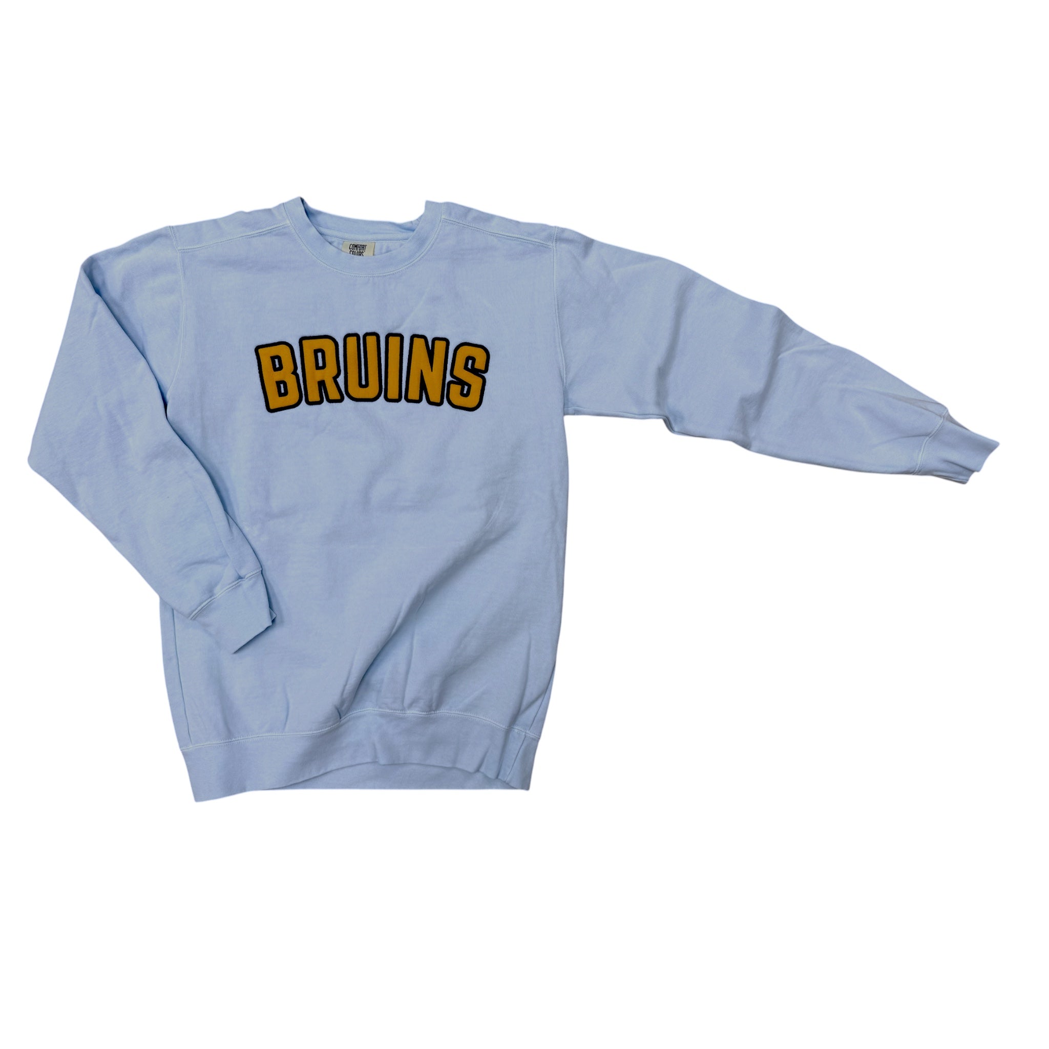 Women's Light Blue Comfort Color Crew Sweatshirt- BRUINS Applique