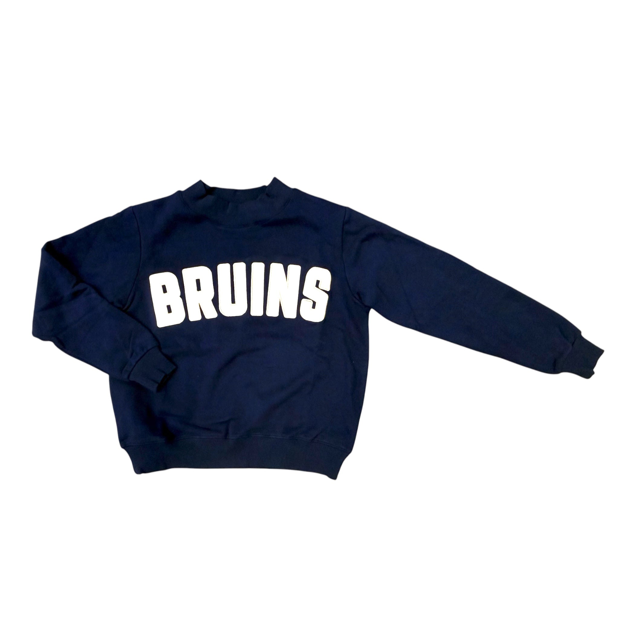 Women's Navy Mockneck Crew - BRUINS Applique