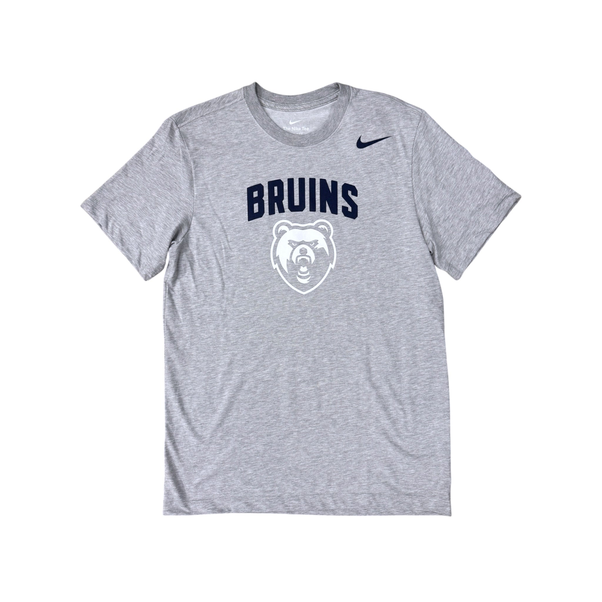Men's Nike Grey Dri-fit Cotton Tee - Arched BRUINS / Bear Head