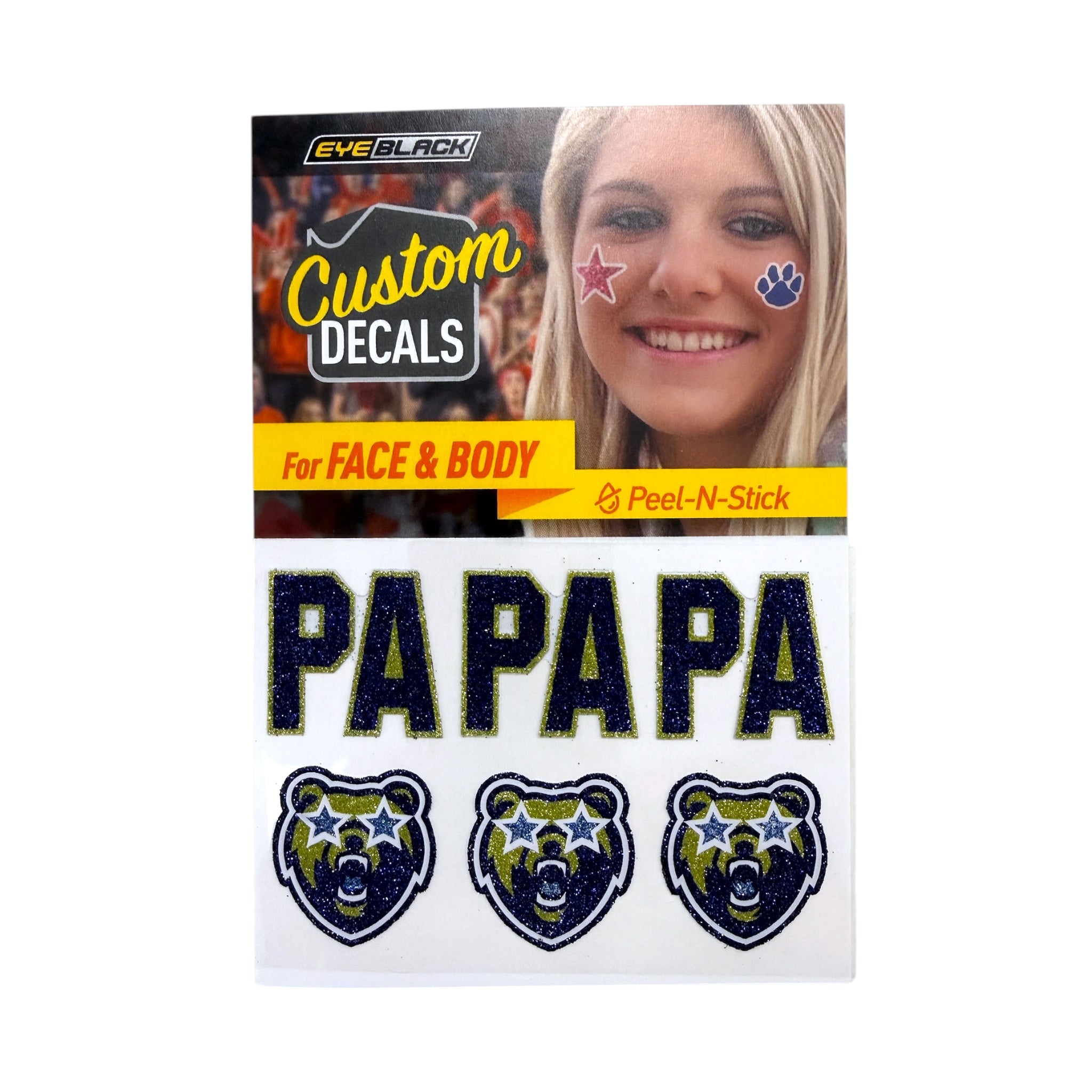 Glitter Face & Body Decals/Tattoos (Set of 6) - PA/Star-Eyed Bear