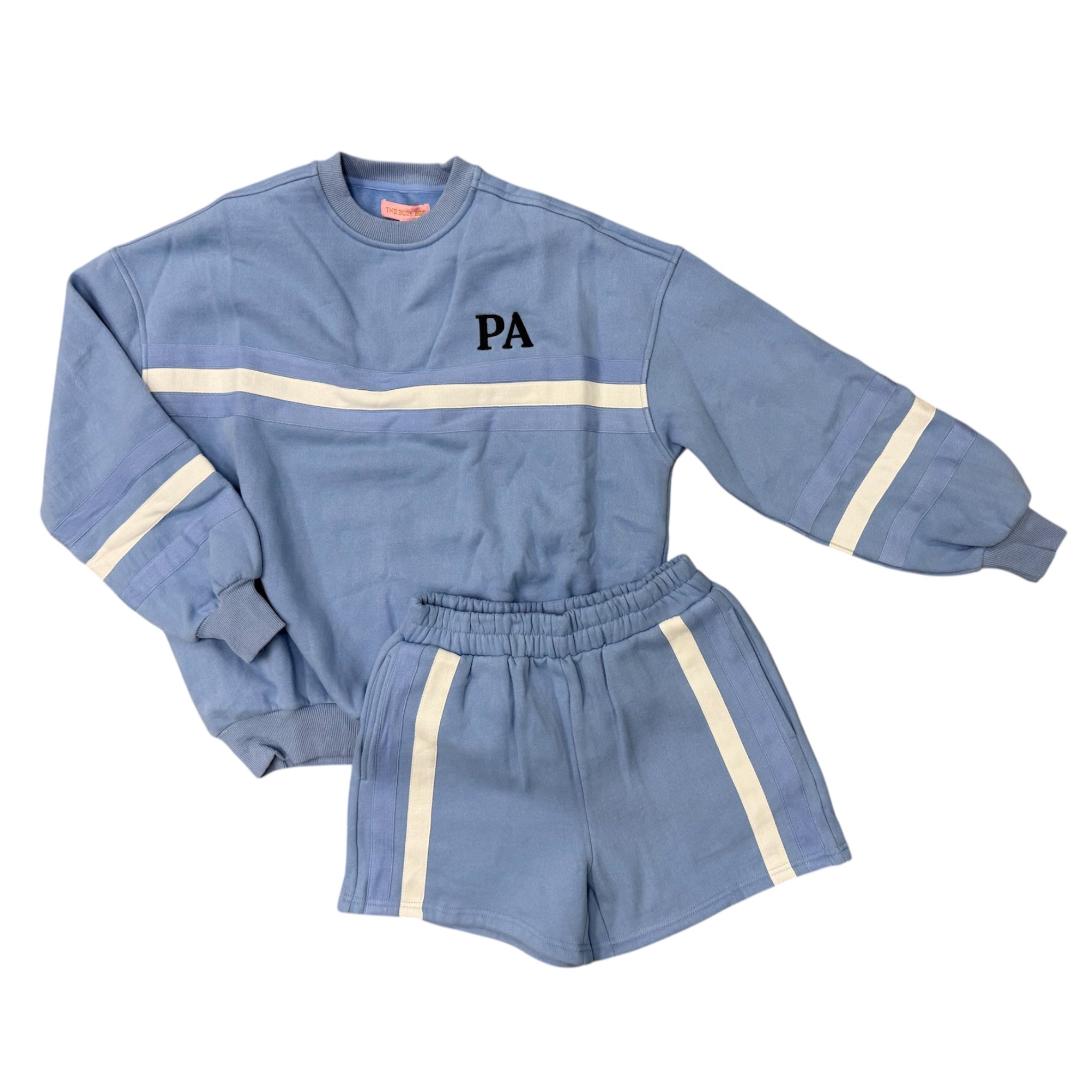 Women's Light Blue Striped Sweatshirt w/ Matching Shorts (Sold as a Set)