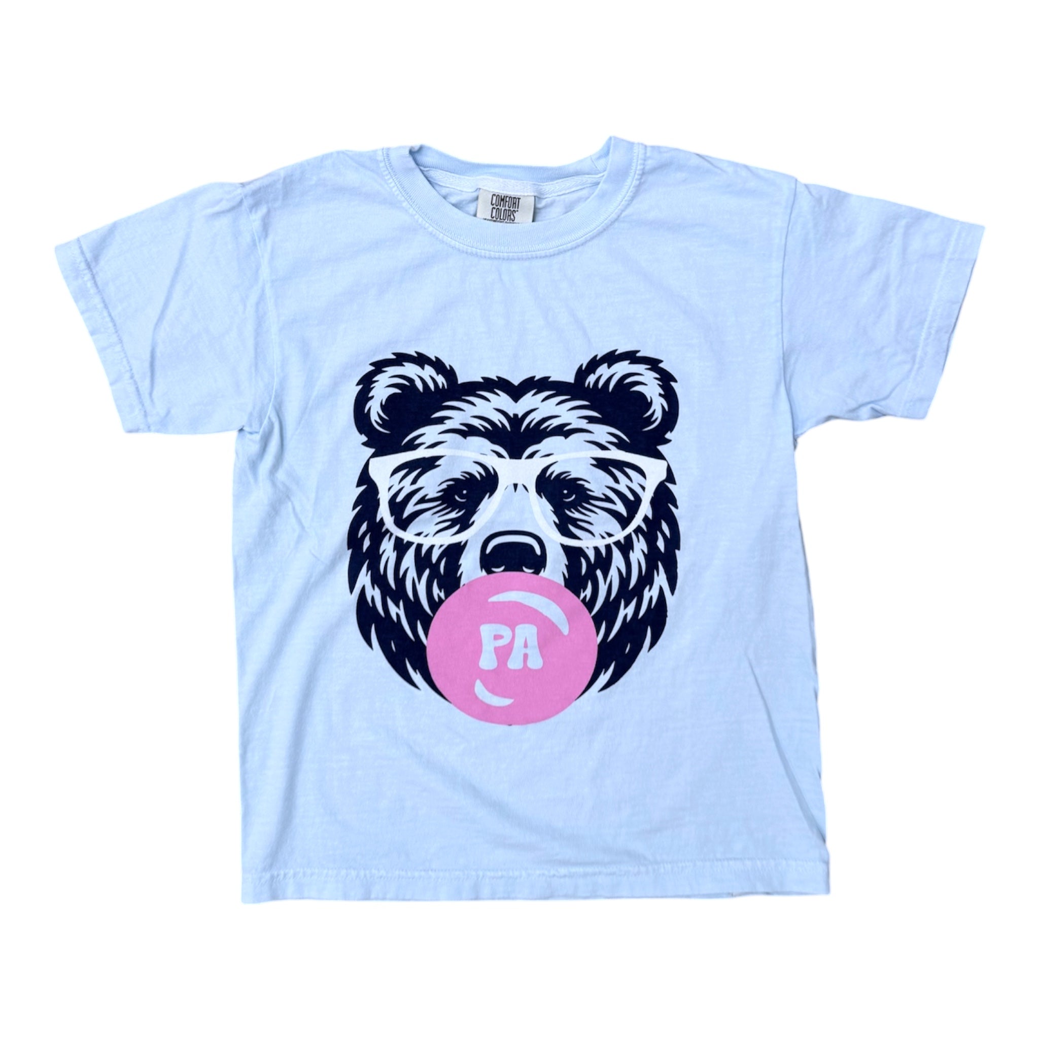 Girls' Comfort Colors Chambray Tee - Bubble Gum Bear