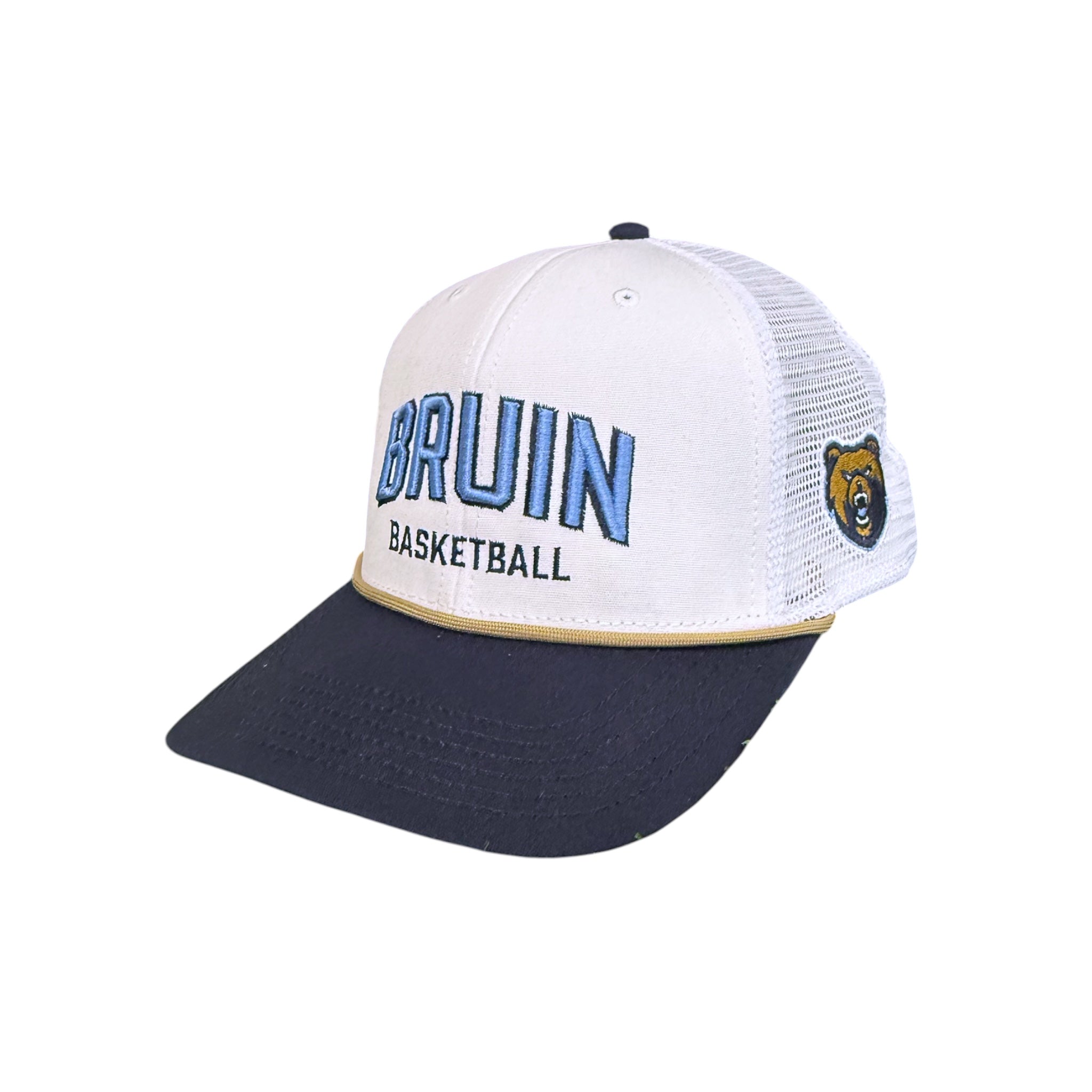 Legacy Mid-Pro White Hat w/ Navy Bill & Gold Rope - BRUIN BASKETBALL