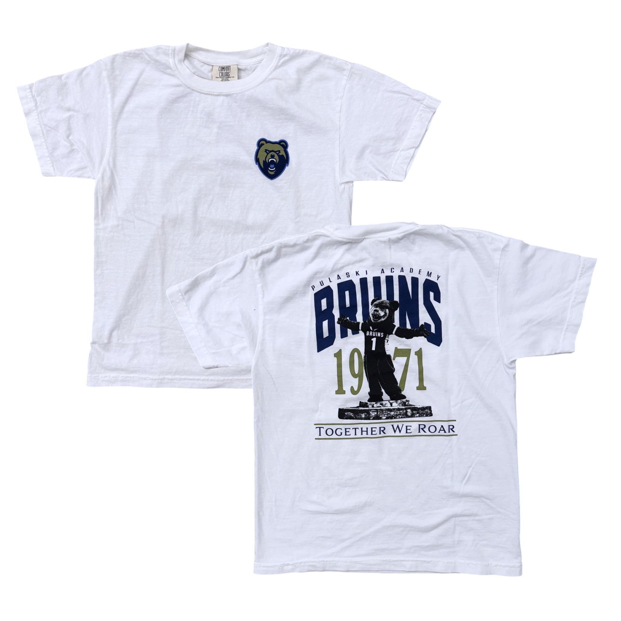 Youth Comfort Colors White Tee - Bear Head/Mascot