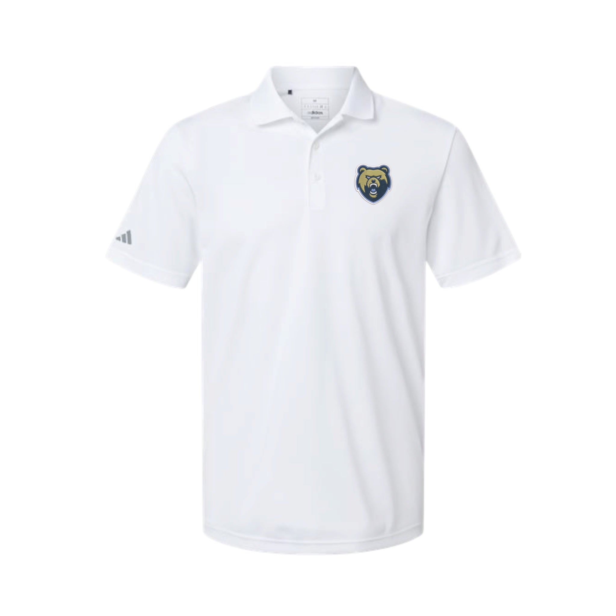 Men's Adidas Pique White Polo - Bear Head